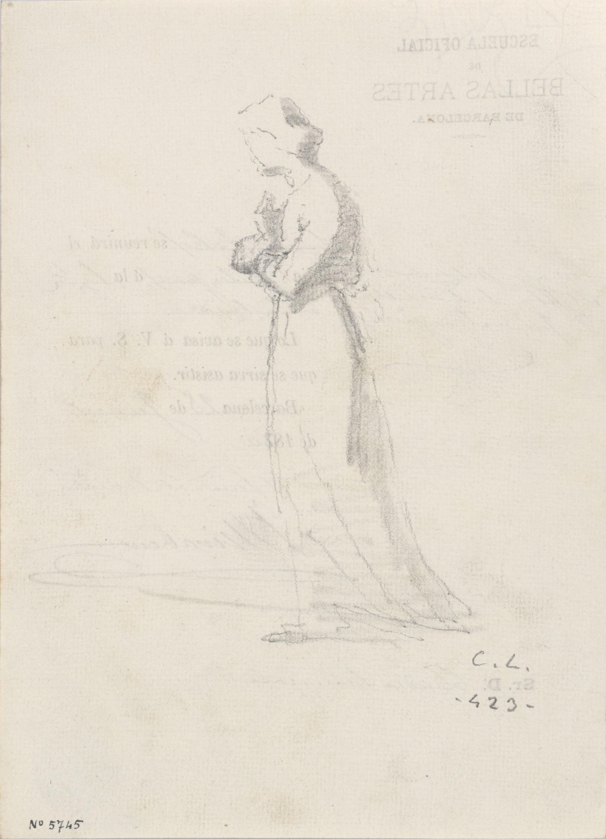 Claudi Lorenzale - Estudi d'una dona - Cap a 1880 image for: Claudi Lorenzale - Estudi d'una dona - Cap a 1880