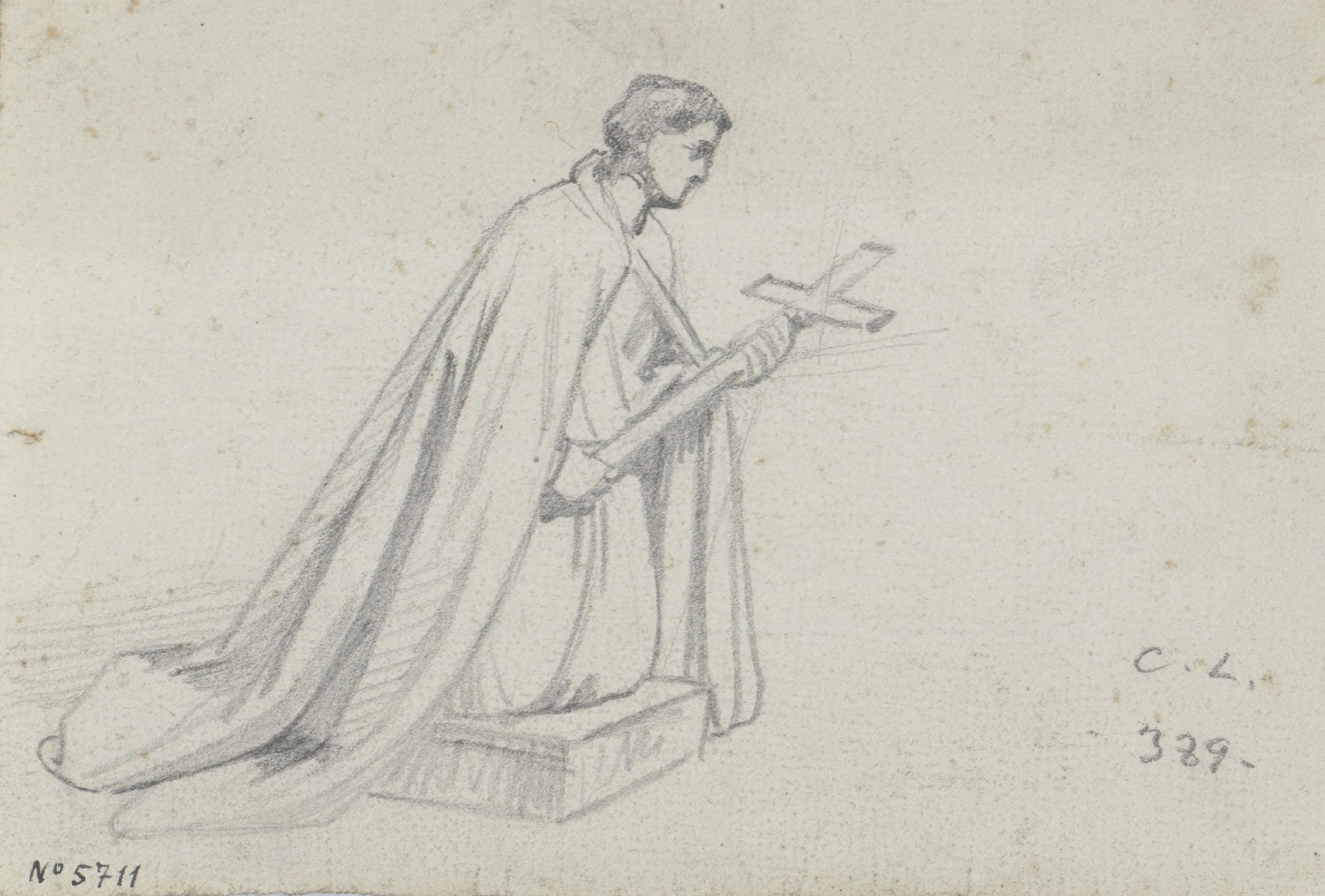 image for: Claudi Lorenzale - Home agenollat amb un crucifix a les mans - Cap a 1850-1870