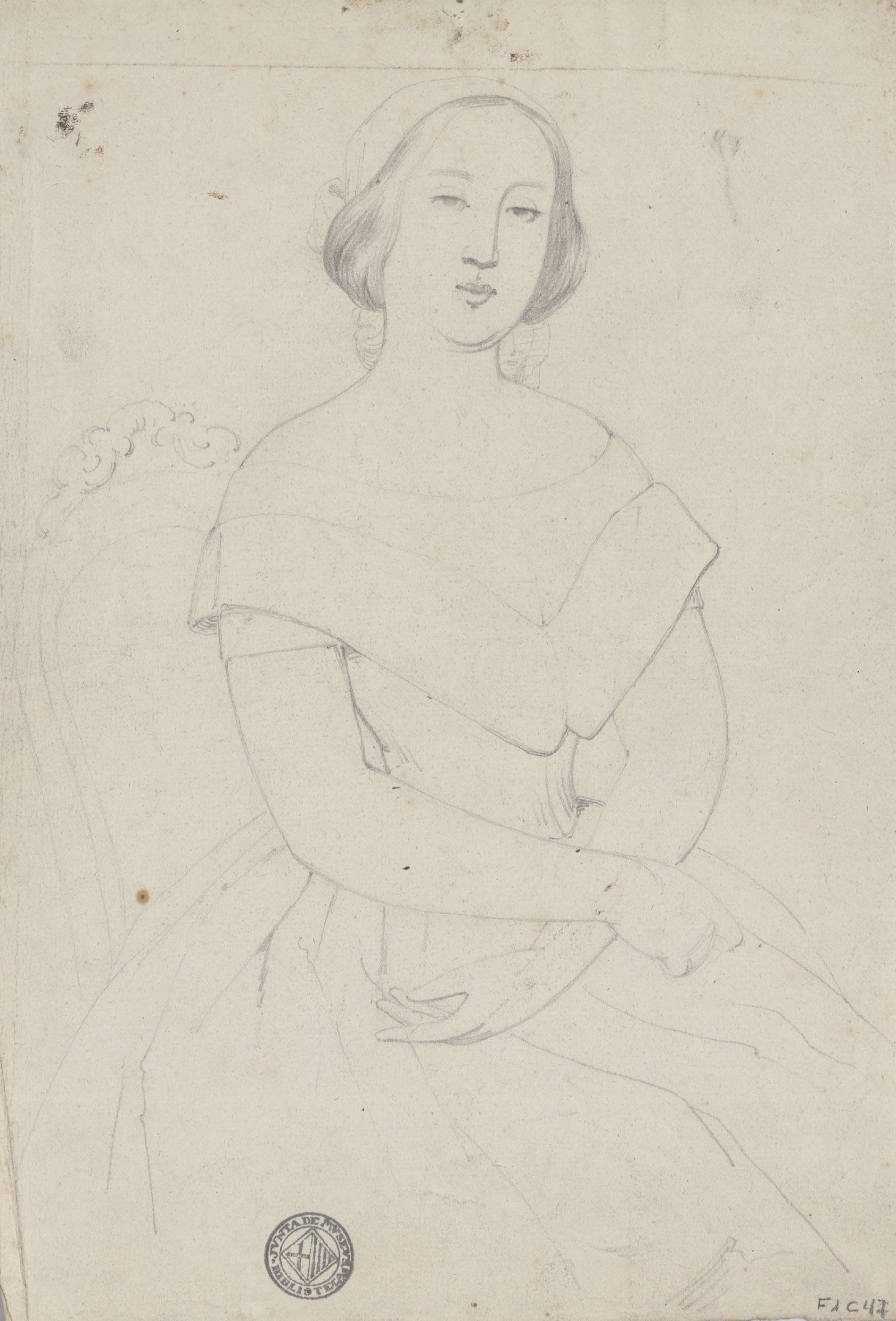 image for: Claudi Lorenzale - Retrat de dona (anvers) / Retrat de dona (revers) - Cap a 1860-1880 [1]