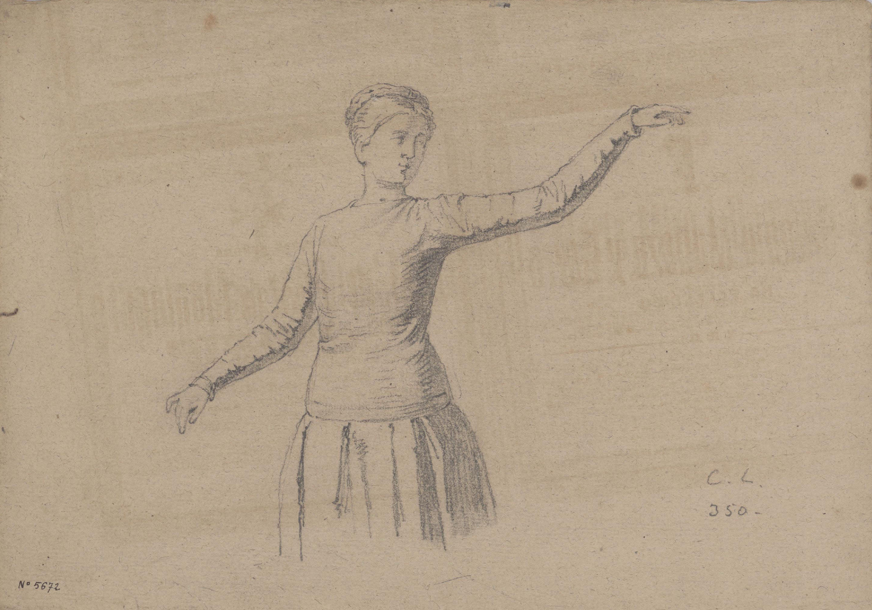 image for: Claudi Lorenzale - Dona amb el braç esquerre estès - Cap a 1860-1880