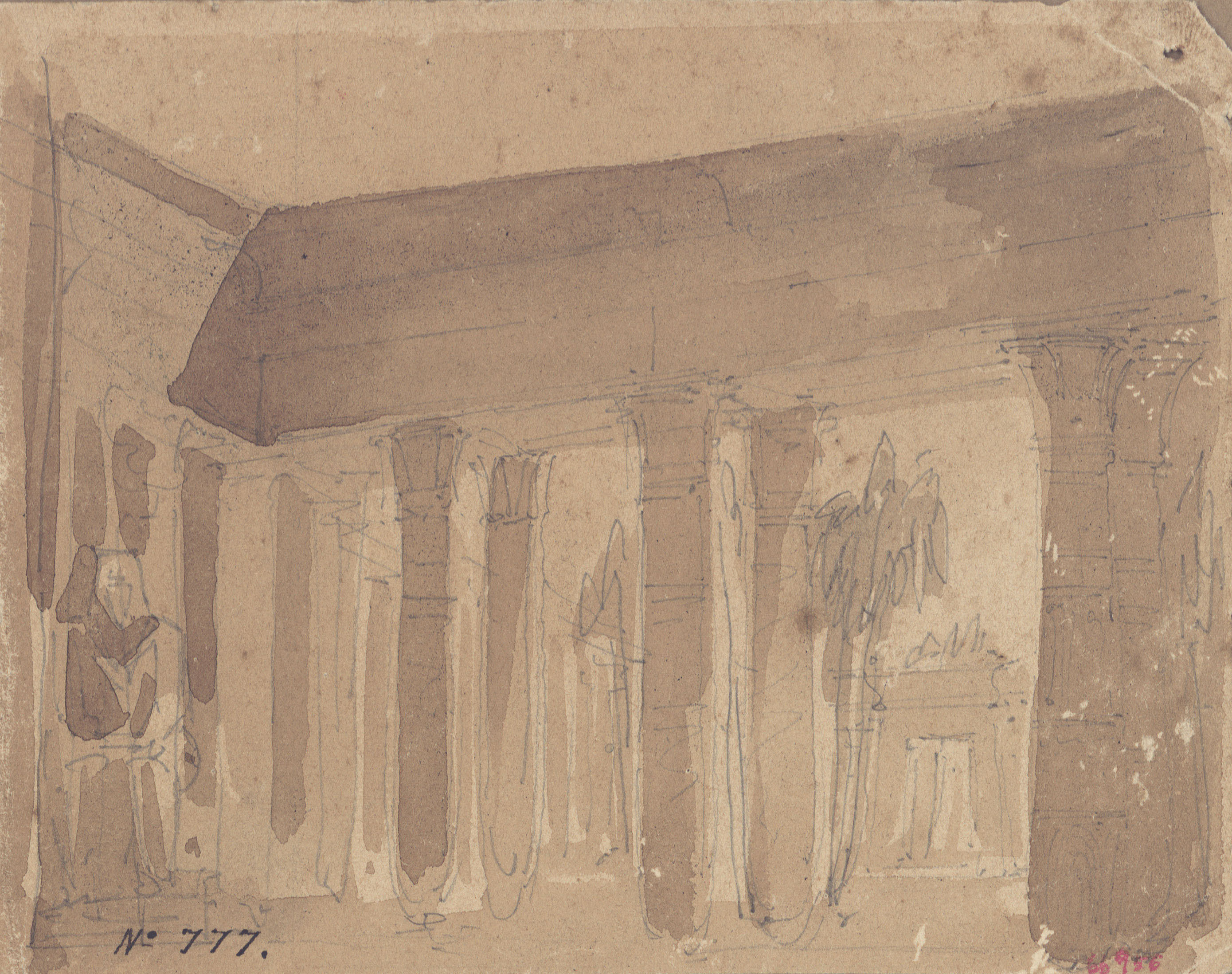Achille Battistuzzi - Interior d'un temple egipci (escenografia) - Cap a 1850-1860 image for: Achille Battistuzzi - Interior d'un temple egipci (escenografia) - Cap a 1850-1860