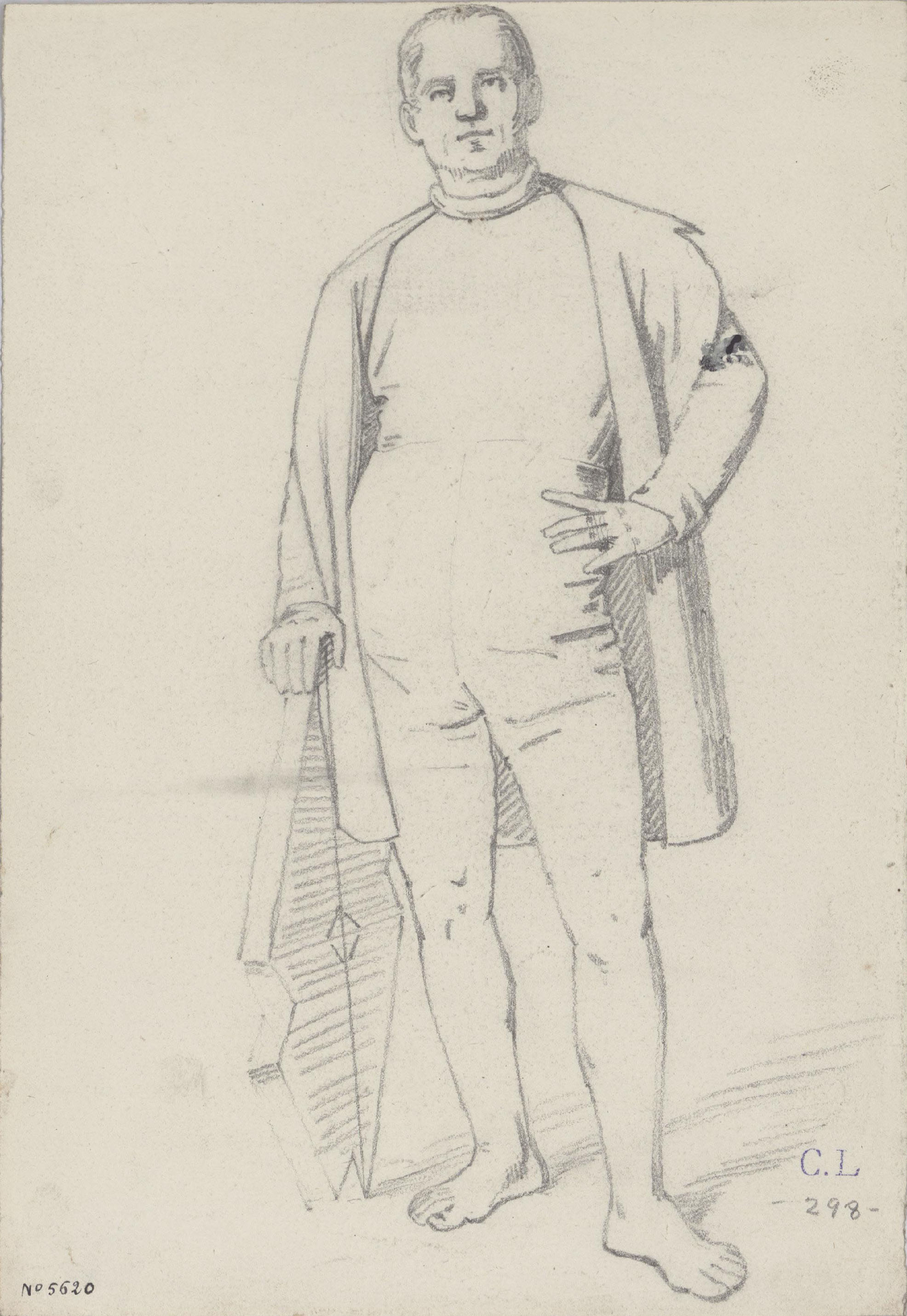 Claudi Lorenzale - Figura masculina dempeus - Cap a 1860-1880 image for: Claudi Lorenzale - Figura masculina dempeus - Cap a 1860-1880