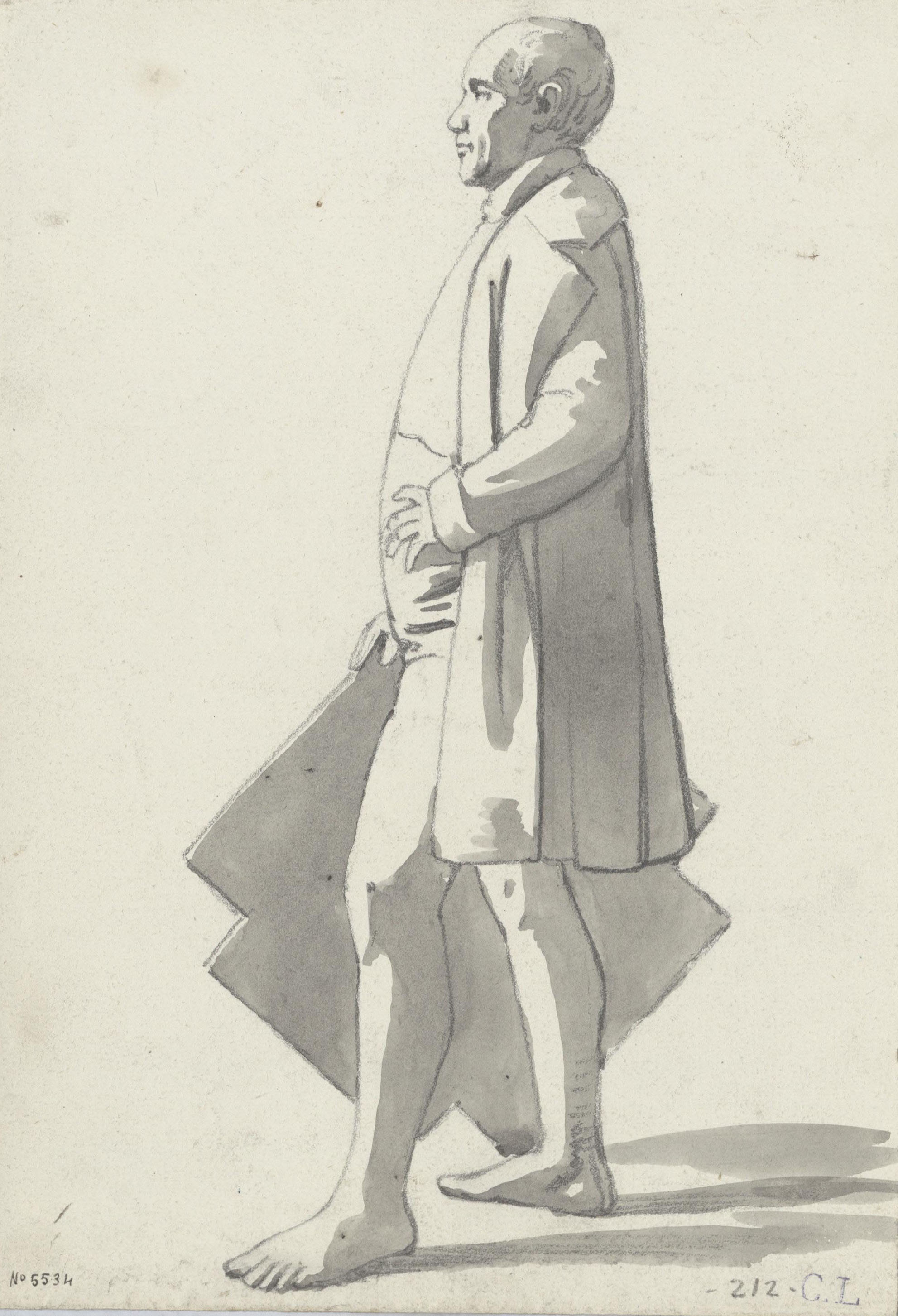 image for: Claudi Lorenzale - Figura masculina amb un plànol o bastidor a la mà - Cap a 1860-1880