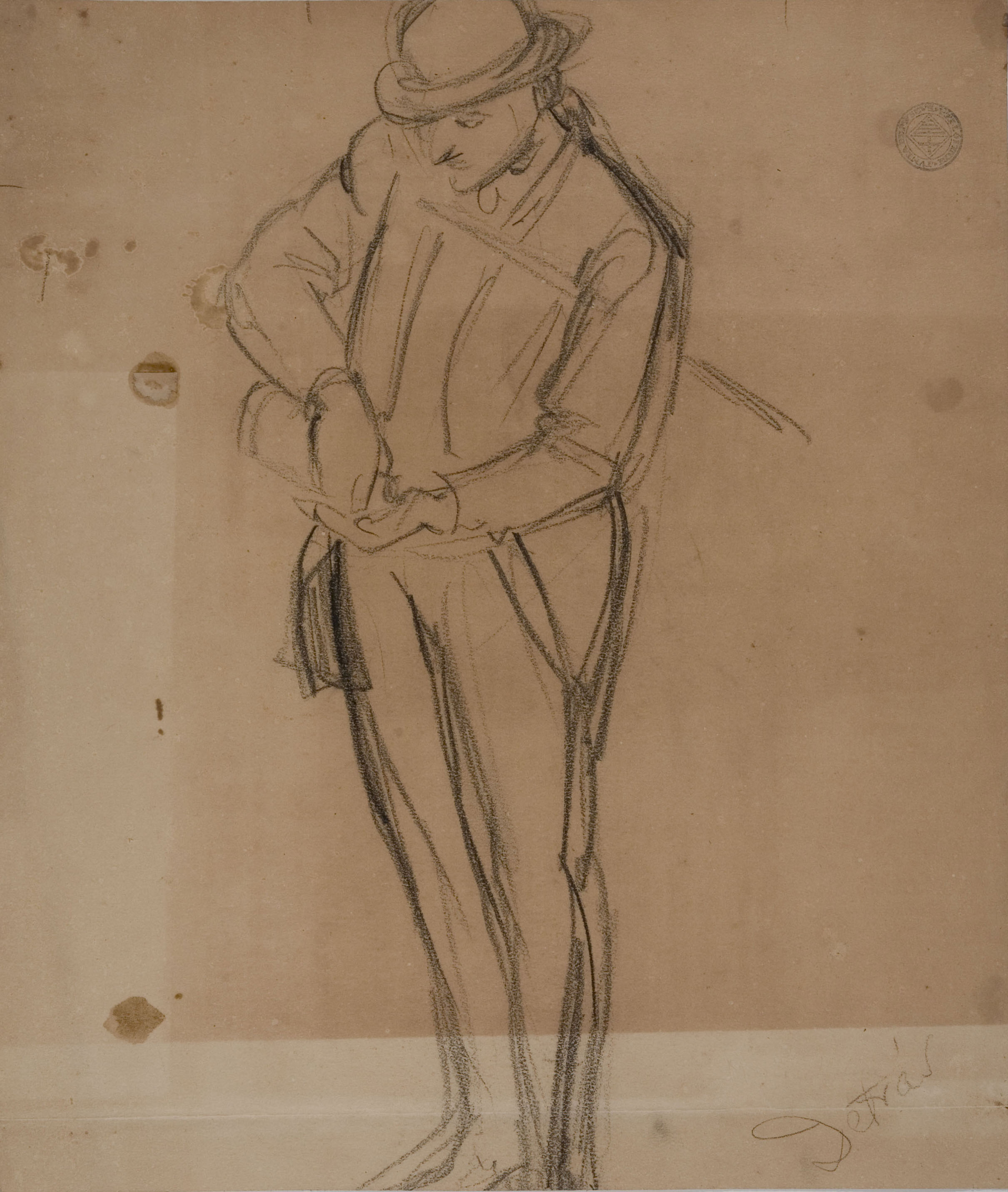 image for: Ramon Martí i Alsina - «El sometent del Bruc». Estudi de figura per al quadre (anvers) / Retrat d'home (revers) - Cap a 1866 [1]