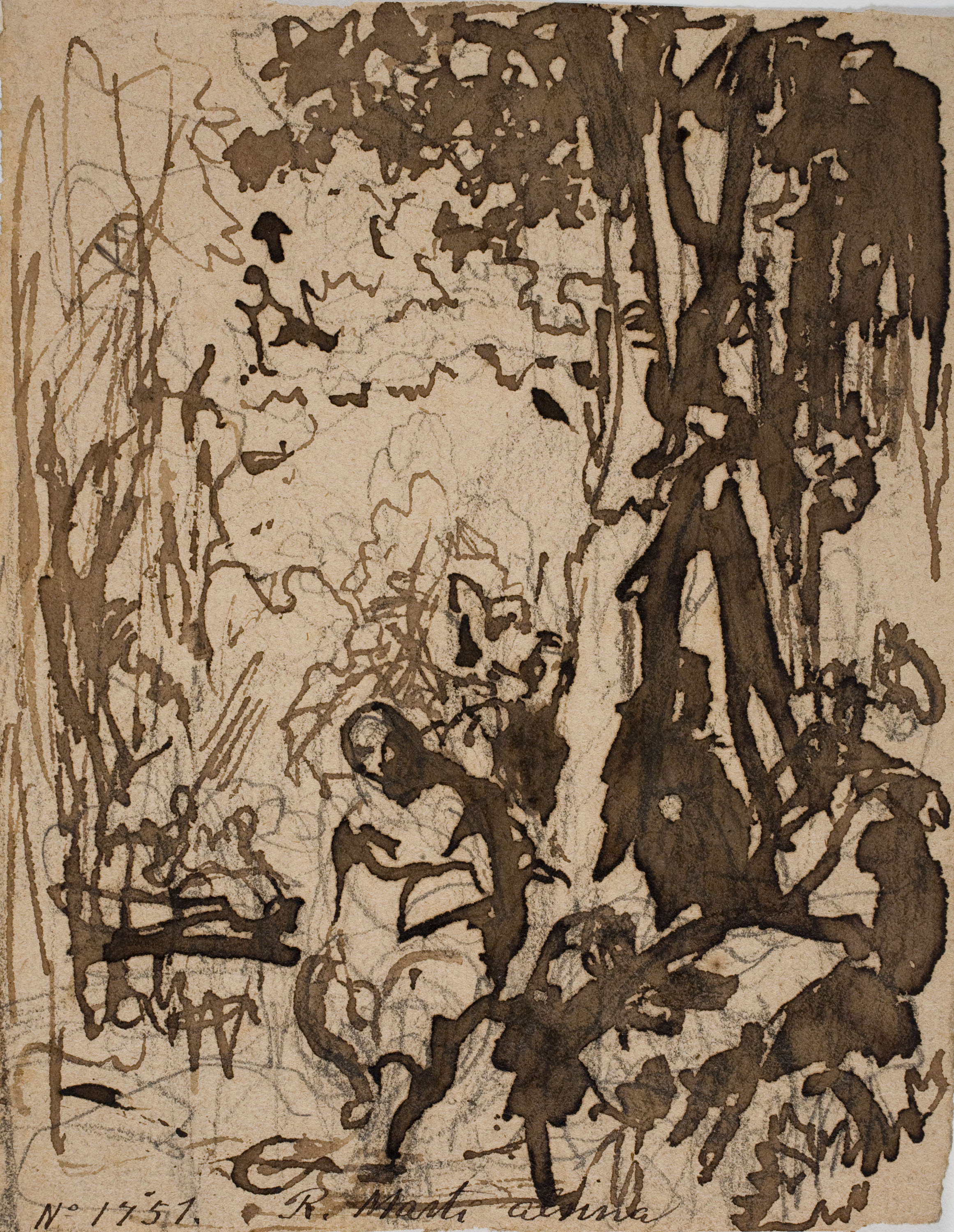 Ramon Martí i Alsina - Estudi de paisatge i figures - Cap a 1865-1870 image for: Ramon Martí i Alsina - Estudi de paisatge i figures - Cap a 1865-1870