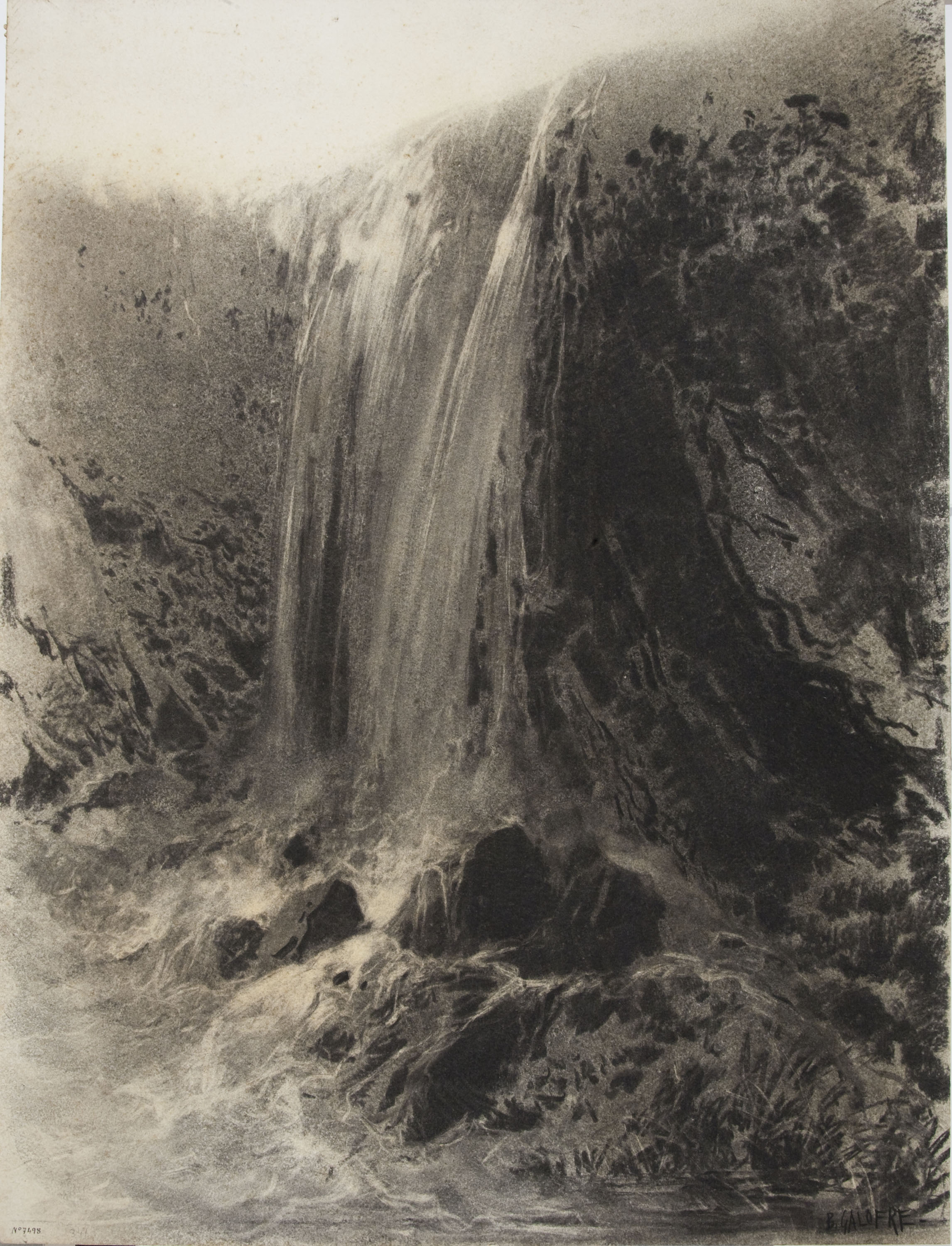 Baldomer Galofre - Paisatge amb cascada - Cap a 1880-1886 image for: Baldomer Galofre - Paisatge amb cascada - Cap a 1880-1886