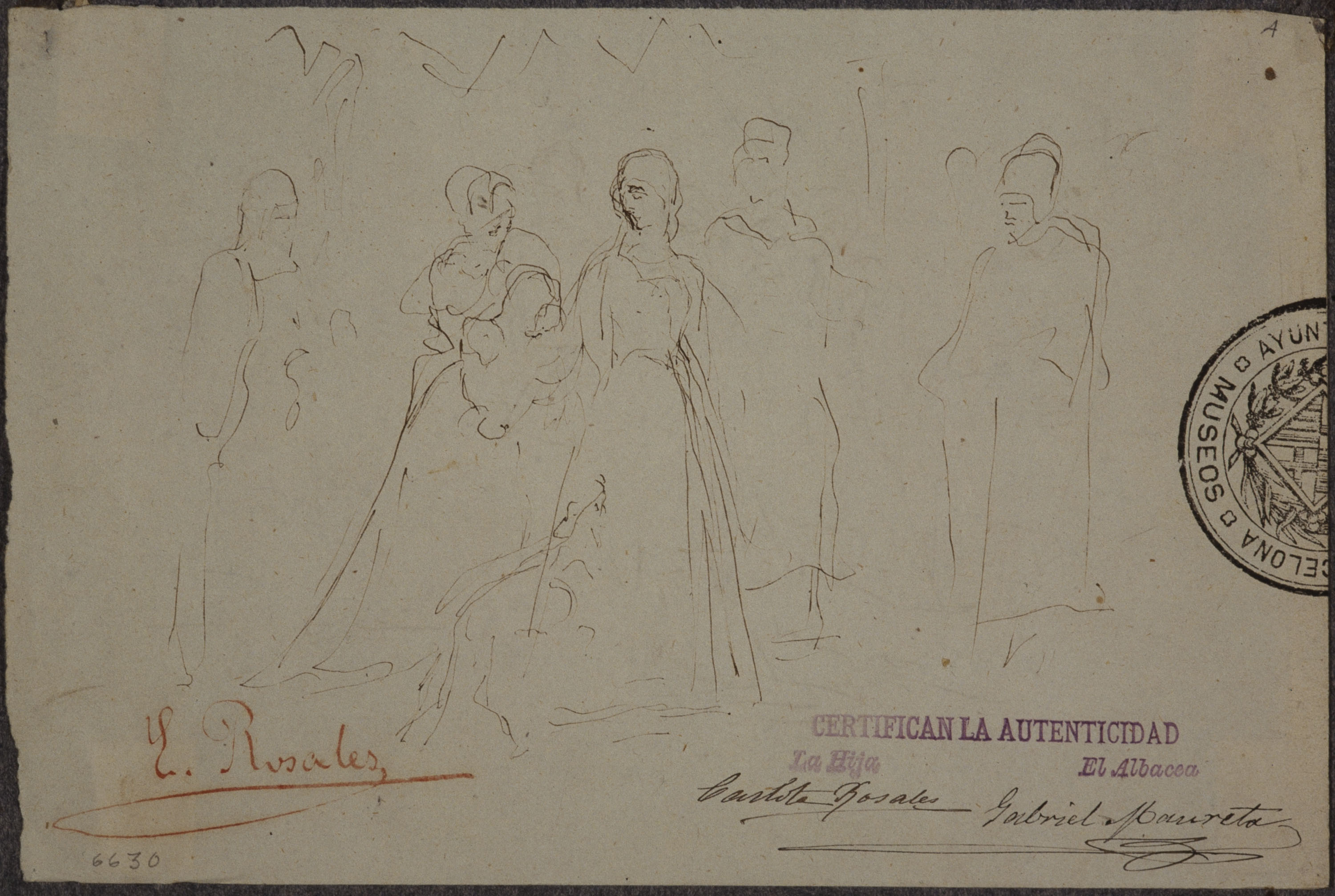 image for: Eduardo Rosales - Estudi per al quadre «Blanca de Navarra entregada al captal del Buch» - Cap a 1868