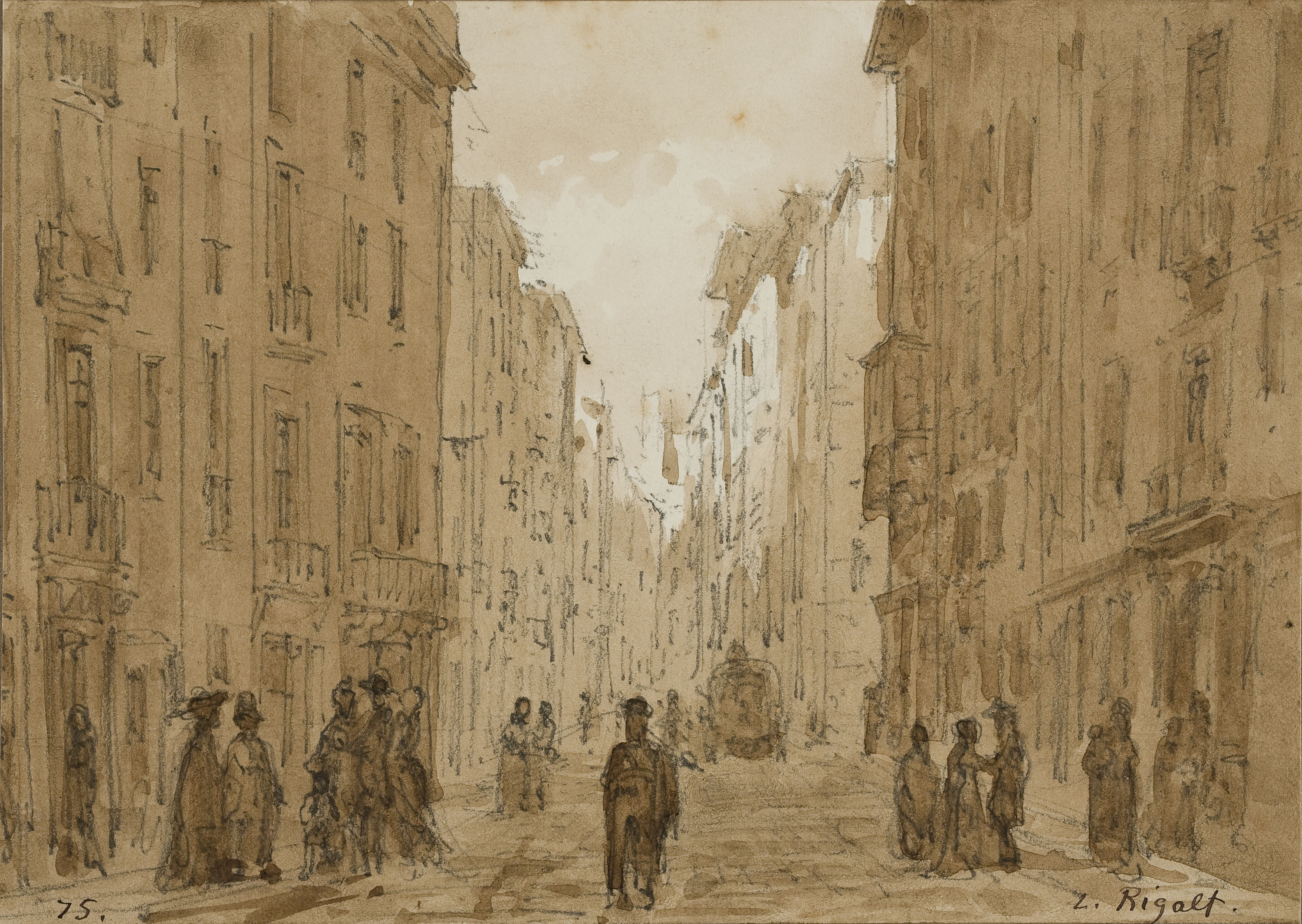 Lluís Rigalt - Carrer de Barcelona - Cap a 1873-1874 image for: Lluís Rigalt - Carrer de Barcelona - Cap a 1873-1874