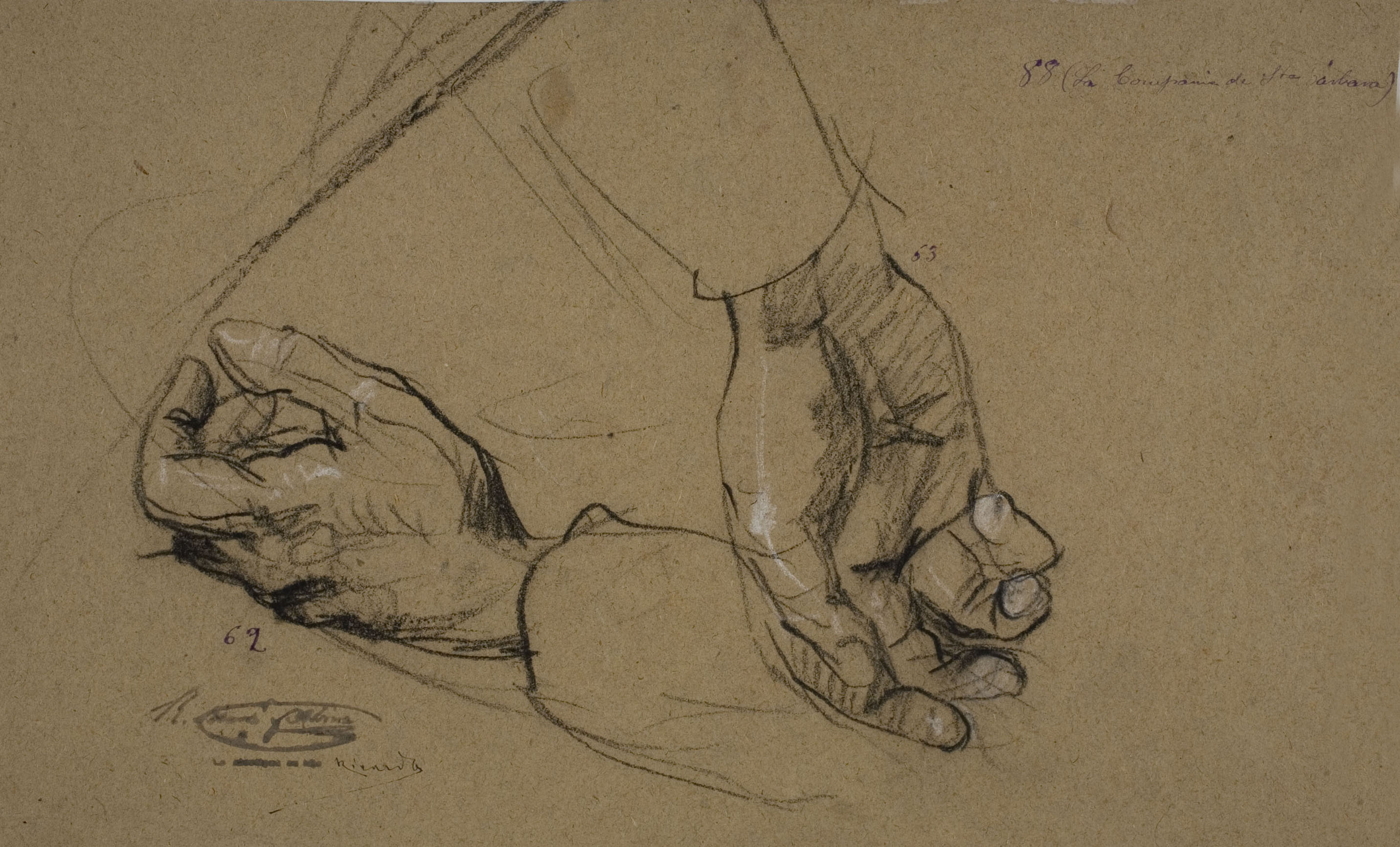 image for: Ramon Martí i Alsina - Estudi de mans per a «La Companyia de Santa Bàrbara» - Cap a 1891