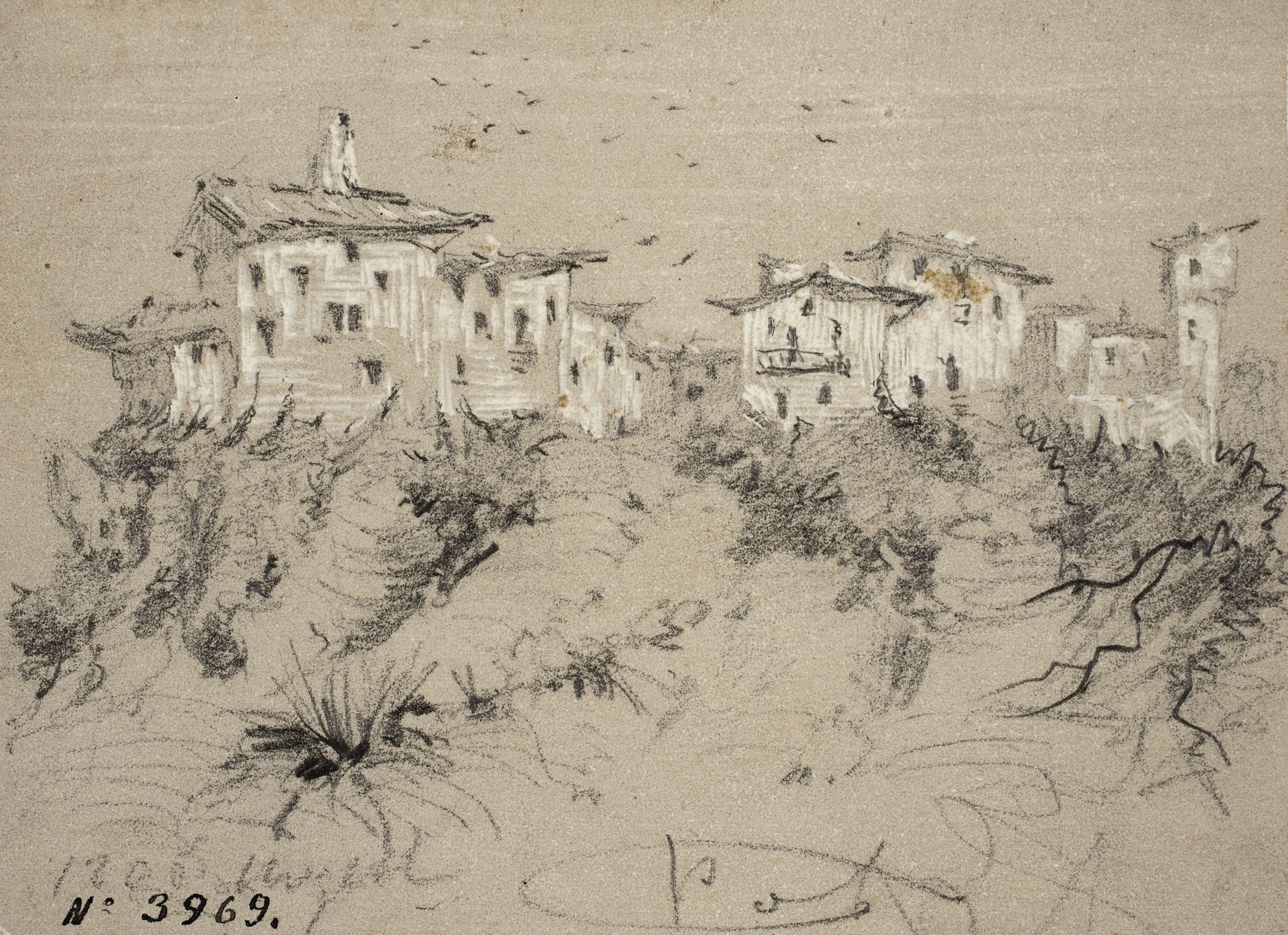 image for: Modest Urgell - Vista d'un poble - Cap a 1861-1888