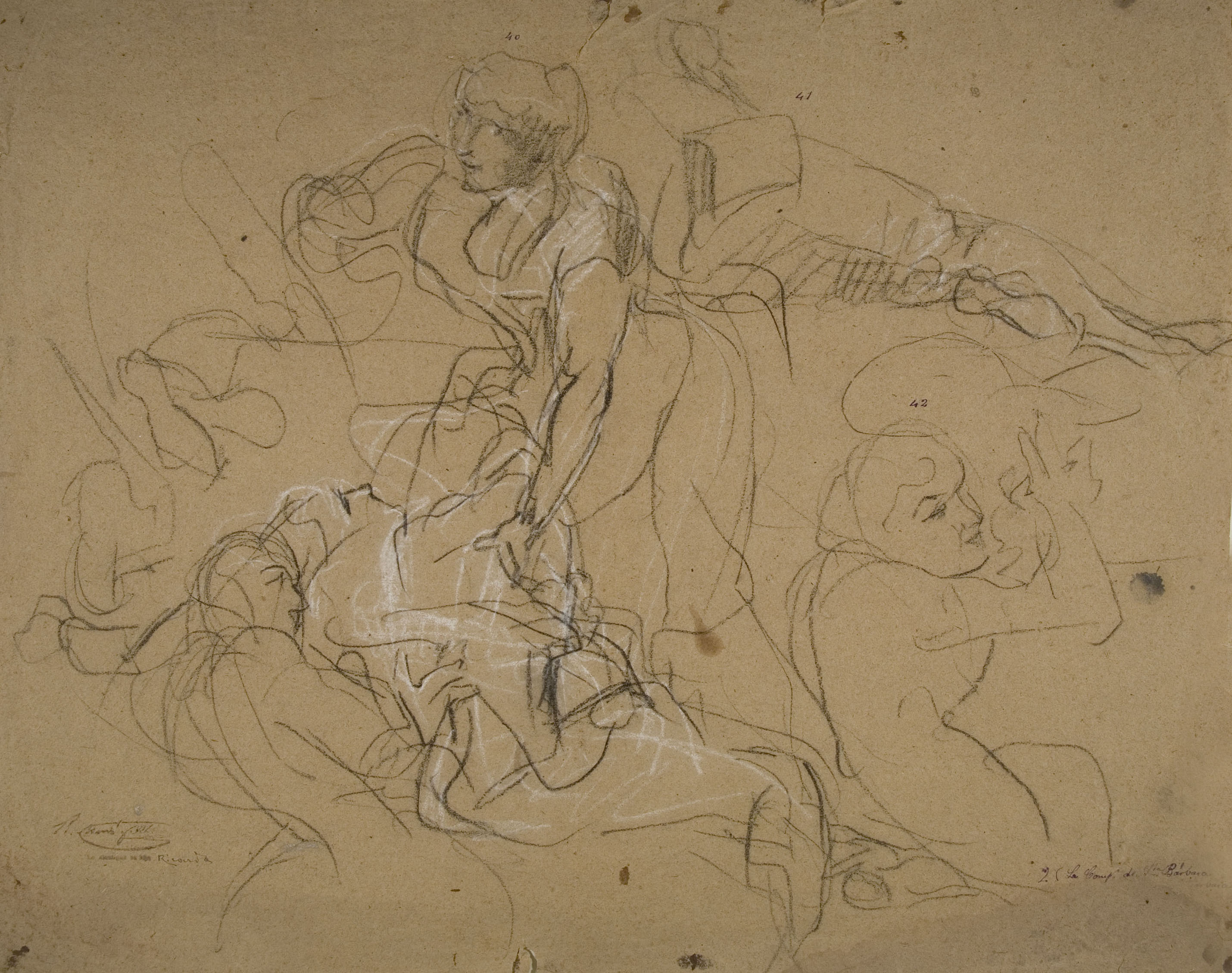 image for: Ramon Martí i Alsina - Esbós de grup de dones recollint un ferit per al quadre «La companyia de Santa Bàrbara» - Cap a 1891