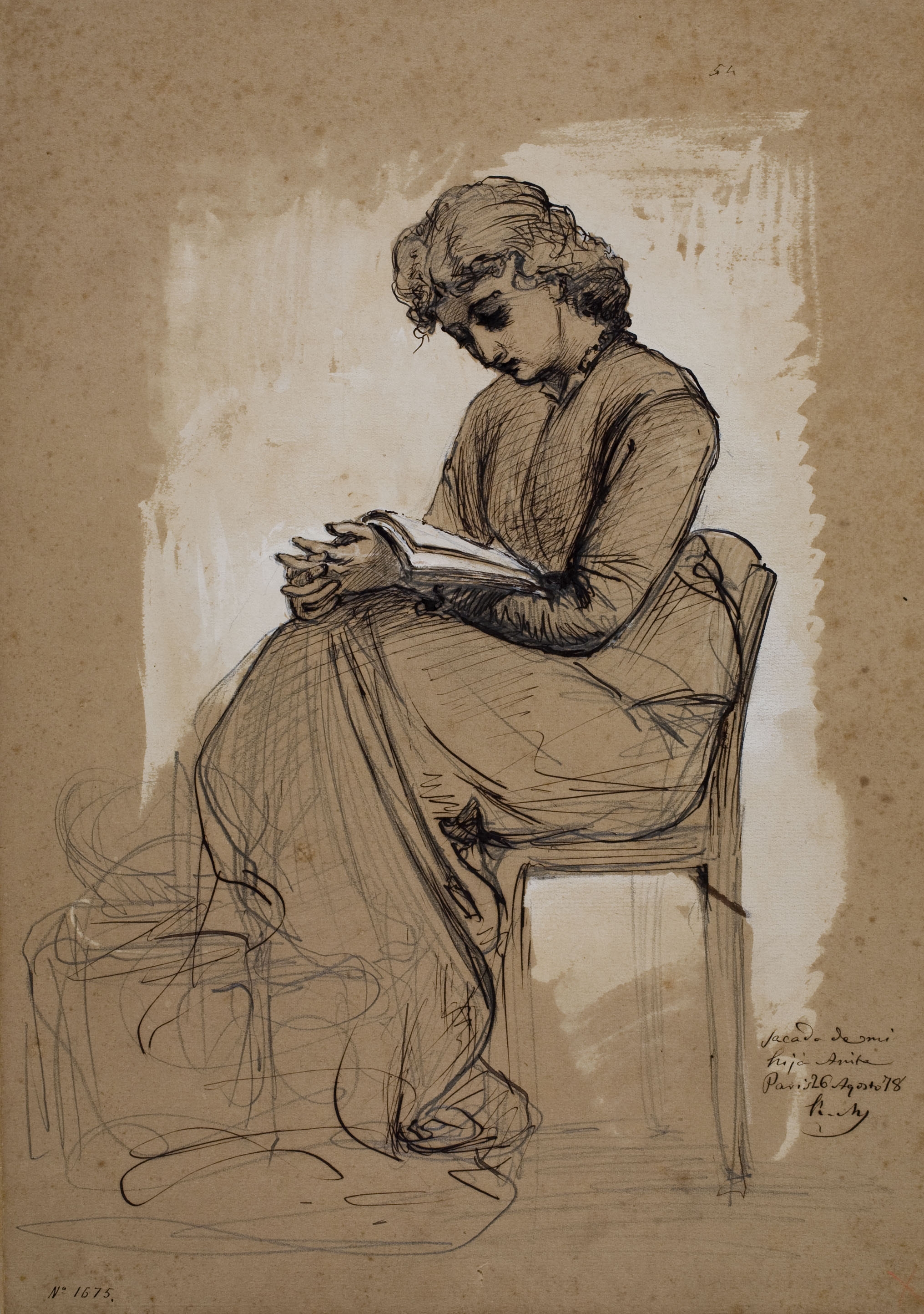 image for: Ramon Martí i Alsina - Anita llegint - 1878