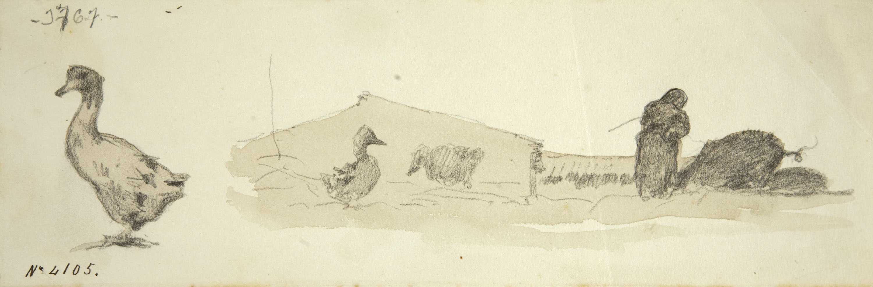 Modest Urgell - Ànecs, porquera i porc - Cap a 1880 image for: Modest Urgell - Ànecs, porquera i porc - Cap a 1880