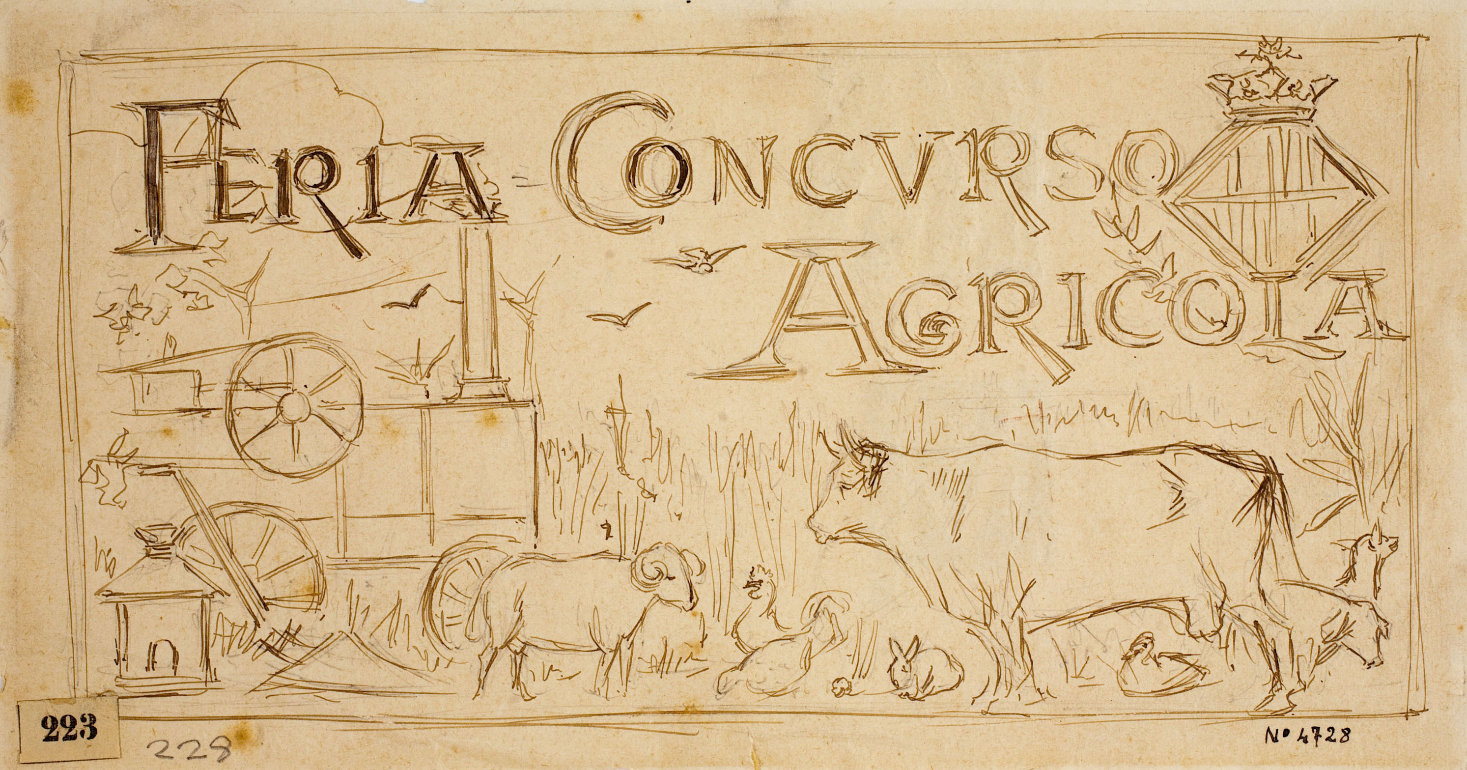 image for: Josep Lluís Pellicer - Projecte per a la capçalera de la revista «Feria Concurso Agricola» - 1898