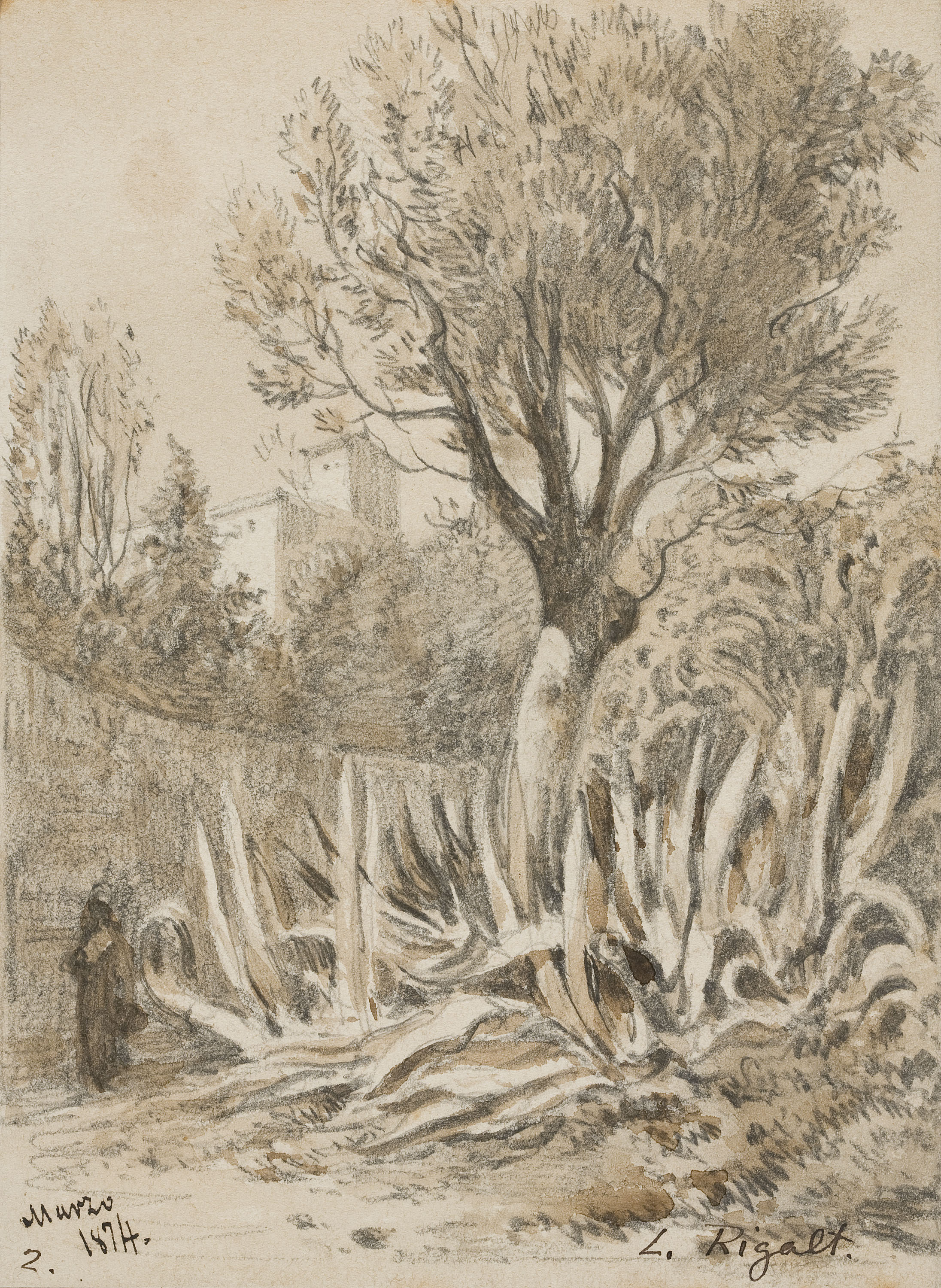 image for: Lluís Rigalt - Paisatge amb atzavares - Març de 1874