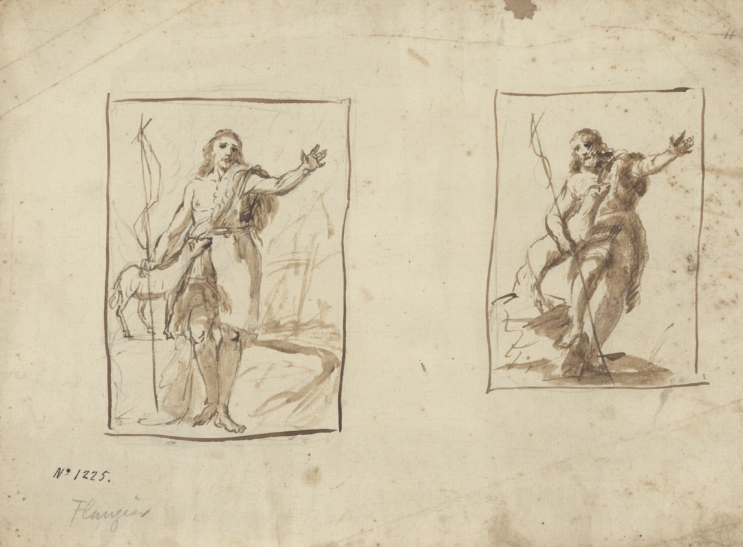 Josep Bernat Flaugier - Estudis per a una figura de sant Joan Baptista - Cap a 1790-1800 image for: Josep Bernat Flaugier - Estudis per a una figura de sant Joan Baptista - Cap a 1790-1800