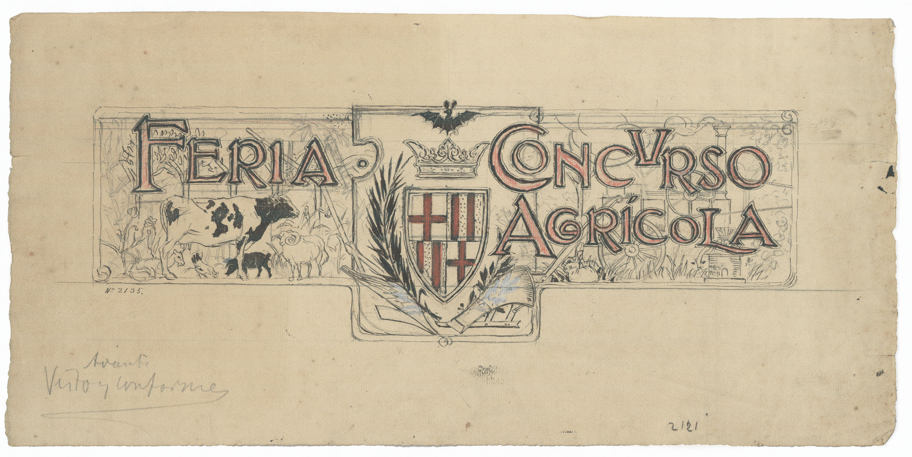 image for: Josep Lluís Pellicer - Projecte per a la capçalera de la revista «Feria Concurso Agricola» - 1898
