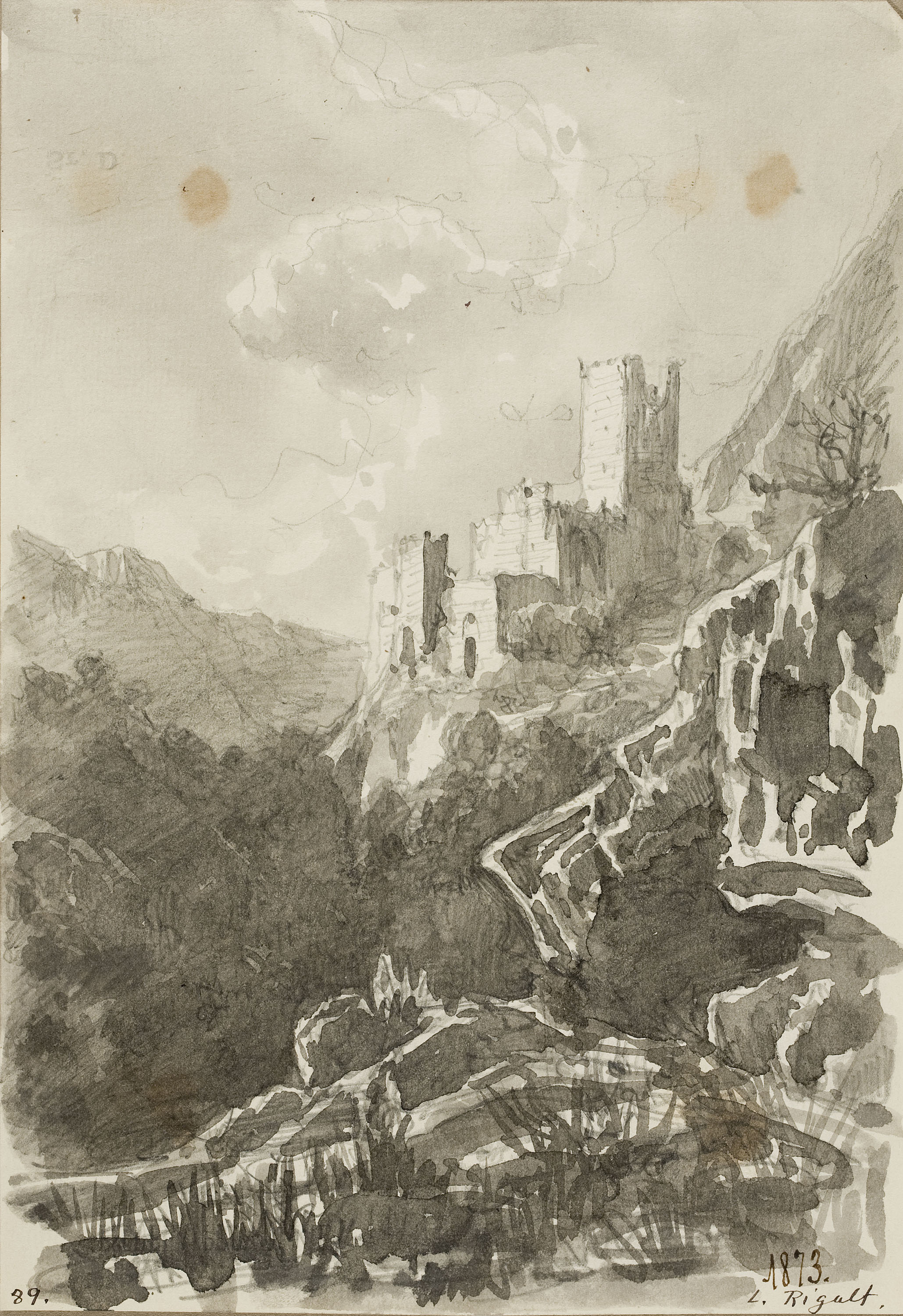 image for: Lluís Rigalt - Paisatge amb castell - 1873