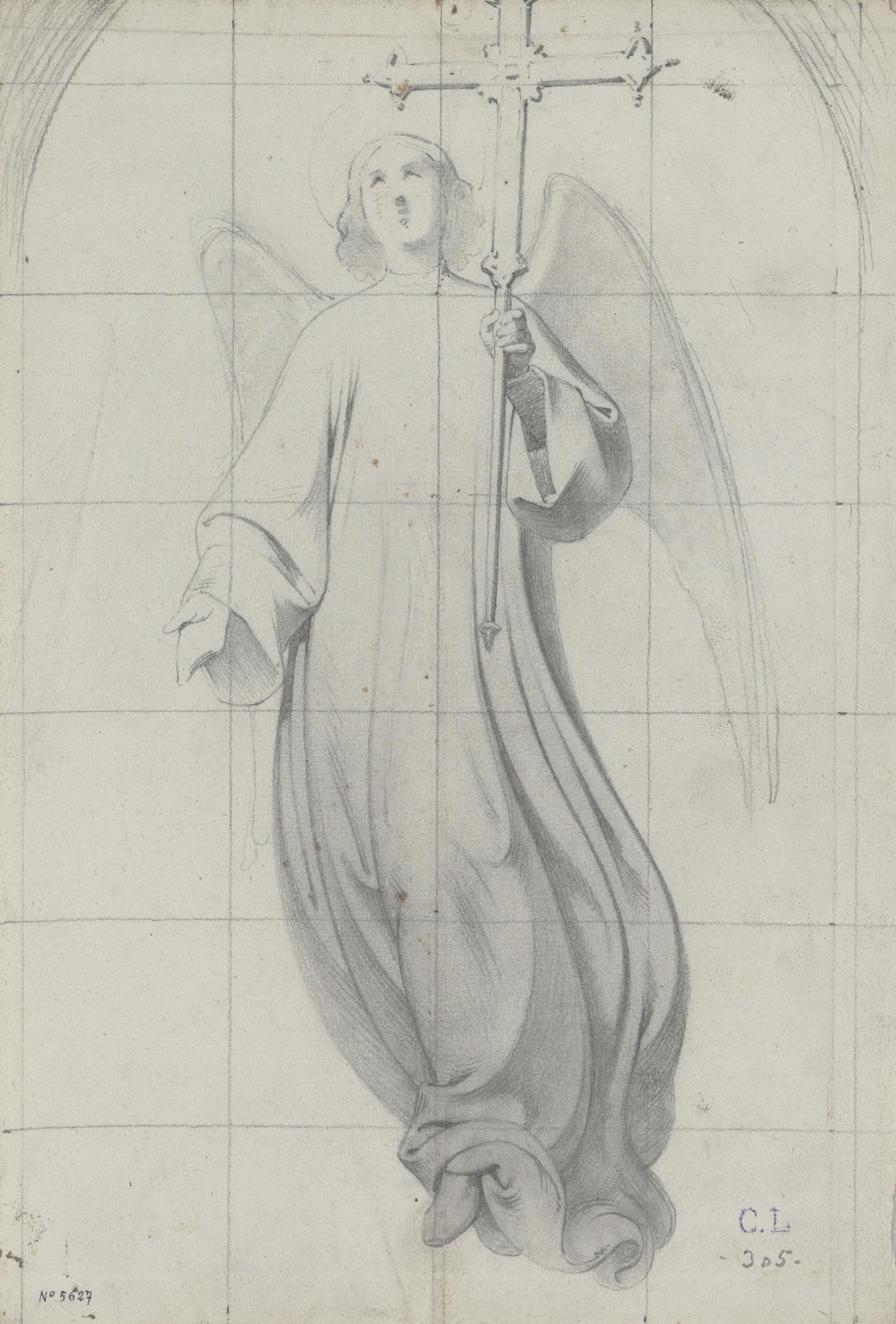 image for: Claudi Lorenzale - Àngel amb una creu a la mà - Cap a 1860-1871