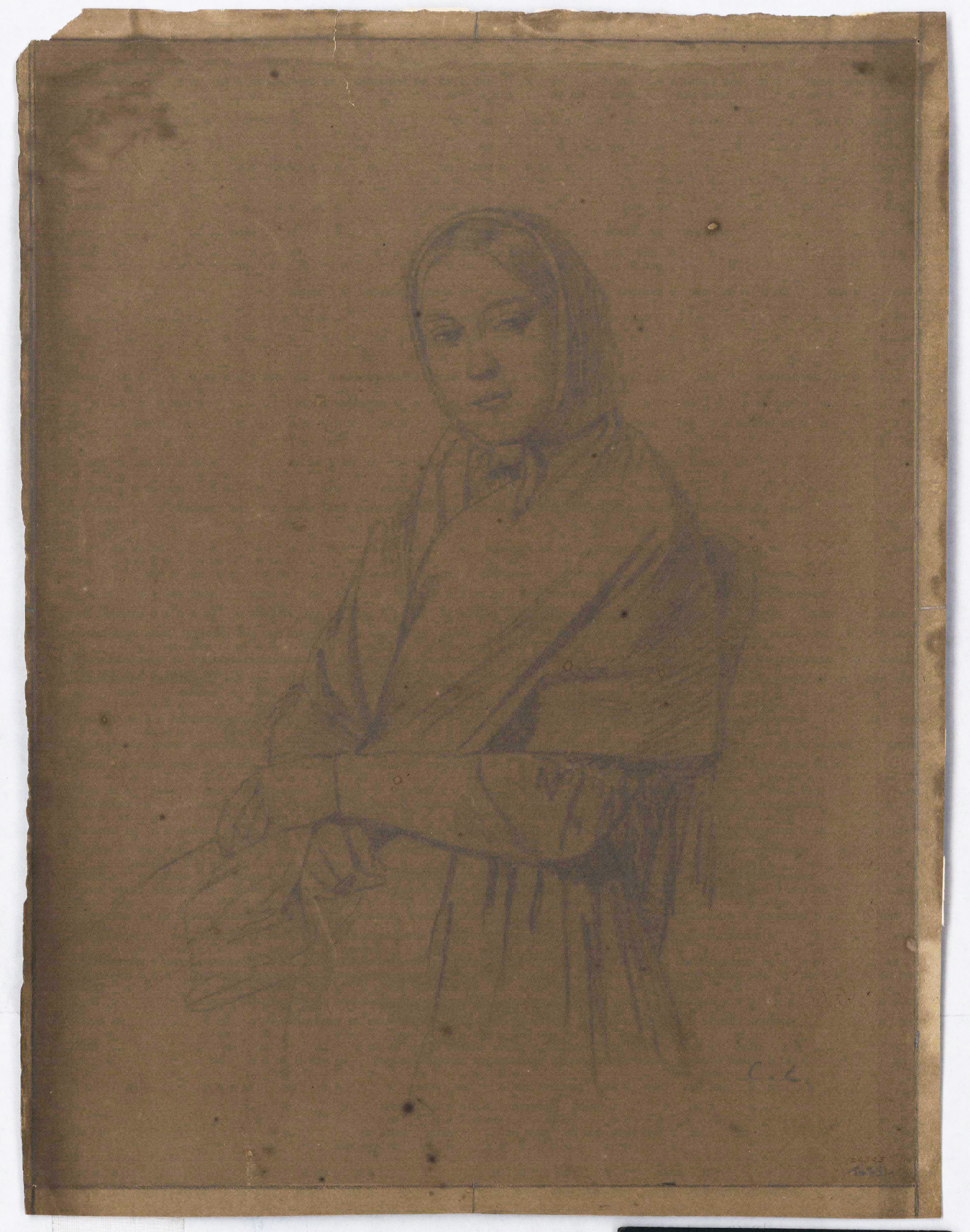 Claudi Lorenzale - Retrat de dona asseguda - Cap a 1860-1880 image for: Claudi Lorenzale - Retrat de dona asseguda - Cap a 1860-1880