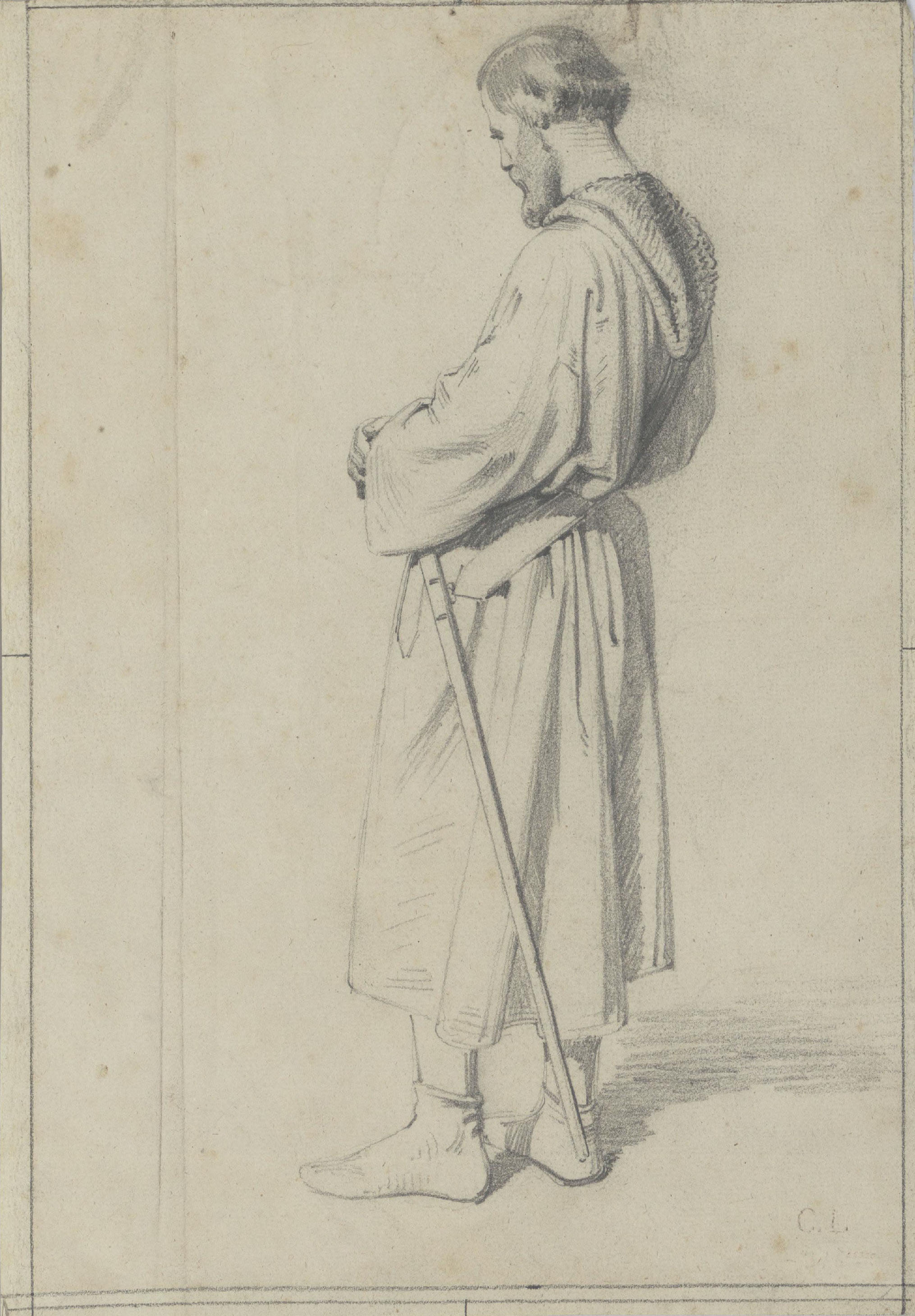 image for: Claudi Lorenzale - Estudi de cavaller medieval per al quadre «Mort del rei Pere III a Vilafranca» - Cap a 1870