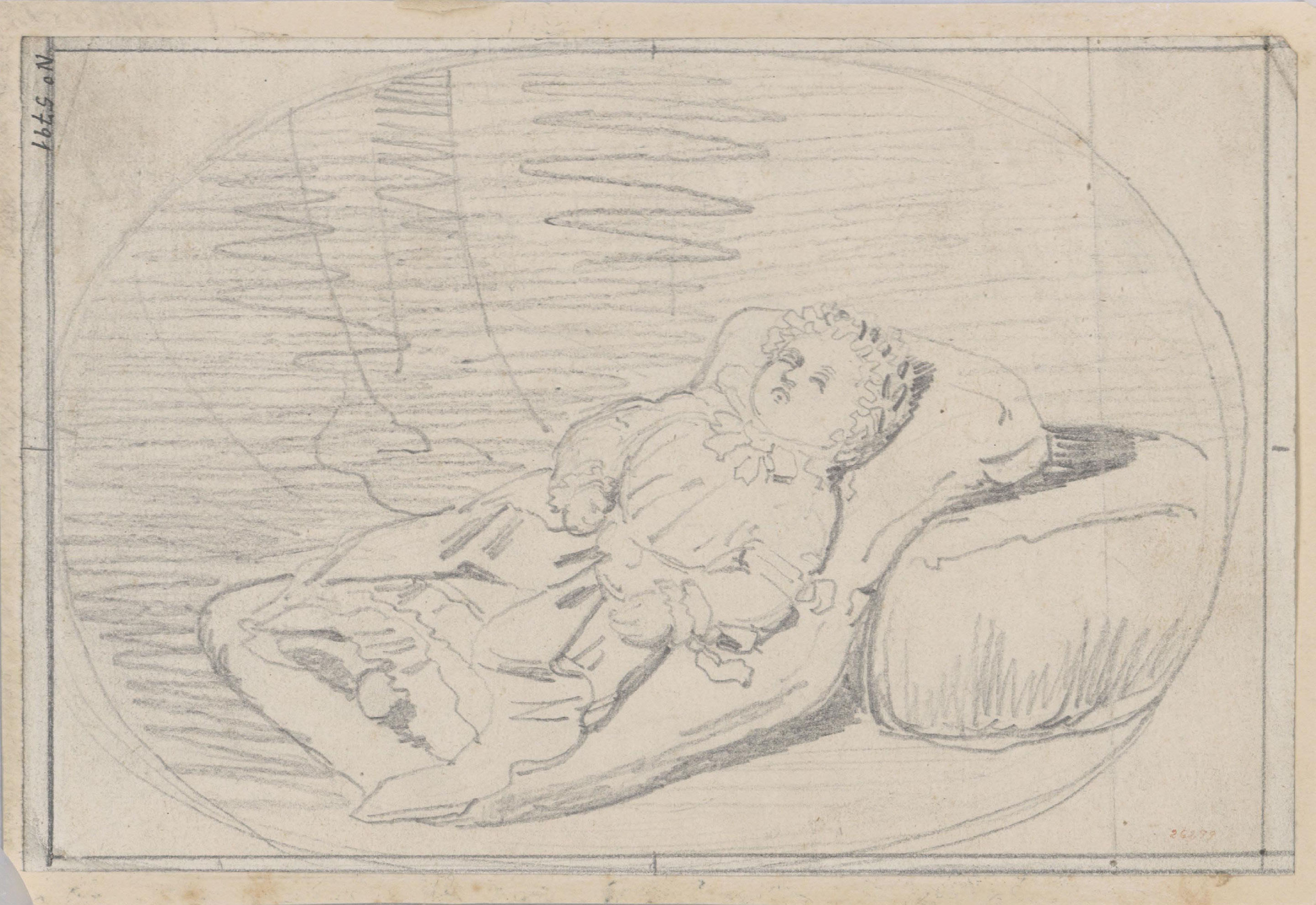 image for: Claudi Lorenzale - Infant dormint sobre coixins - Cap a 1840-1860