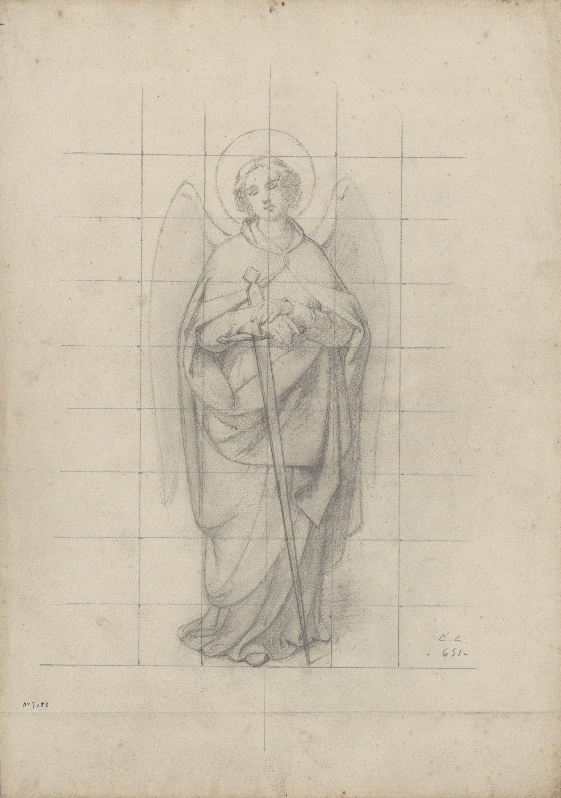 Claudi Lorenzale - Àngel espasa llarga - Cap a 1850-1870 image for: Claudi Lorenzale - Àngel espasa llarga - Cap a 1850-1870