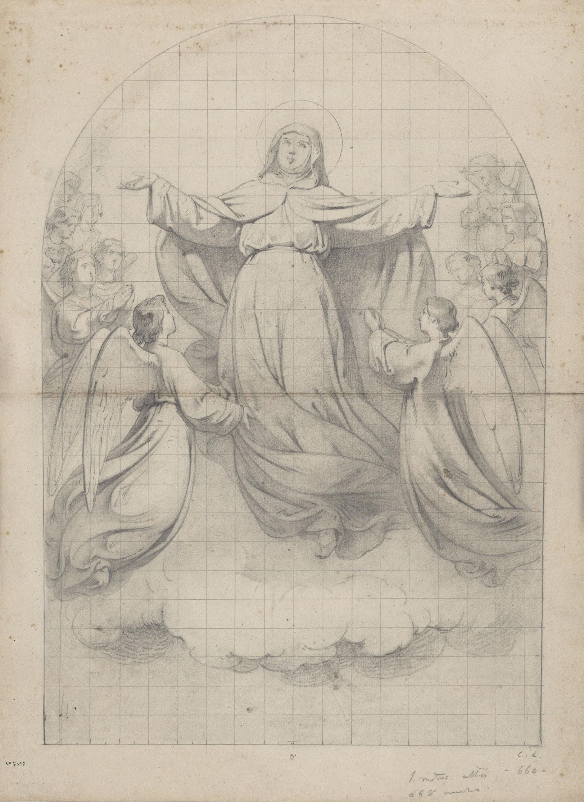 image for: Claudi Lorenzale - Estudi de l'Assumpció de la Mare de Déu per a un quadre del mateix tema - Cap a 1871