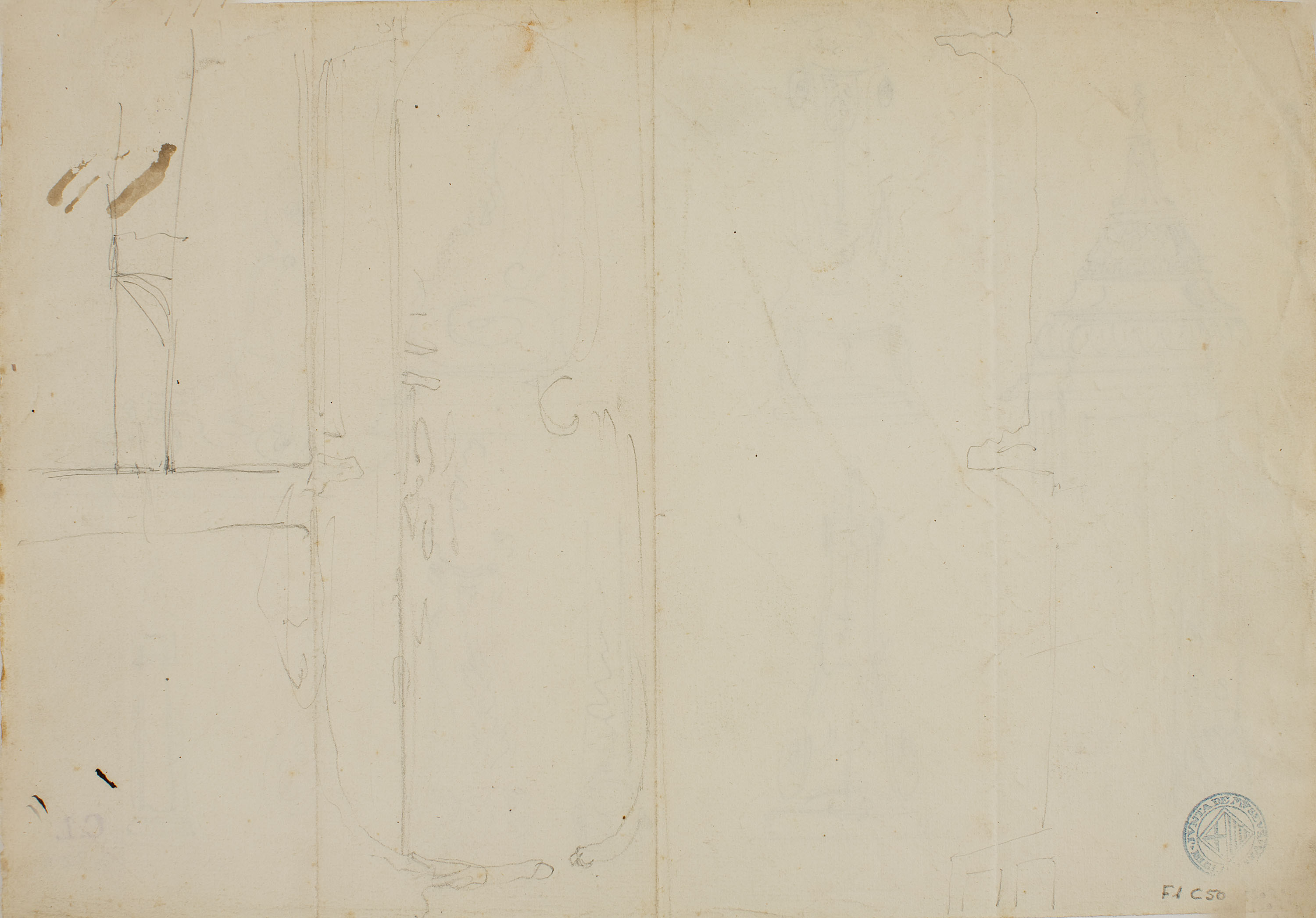 image for: Claudi Lorenzale - Projecte de motius arquitectònics (anvers) / Apunts de motius arquitectònics (revers) - Cap a 1860-1880 [1]