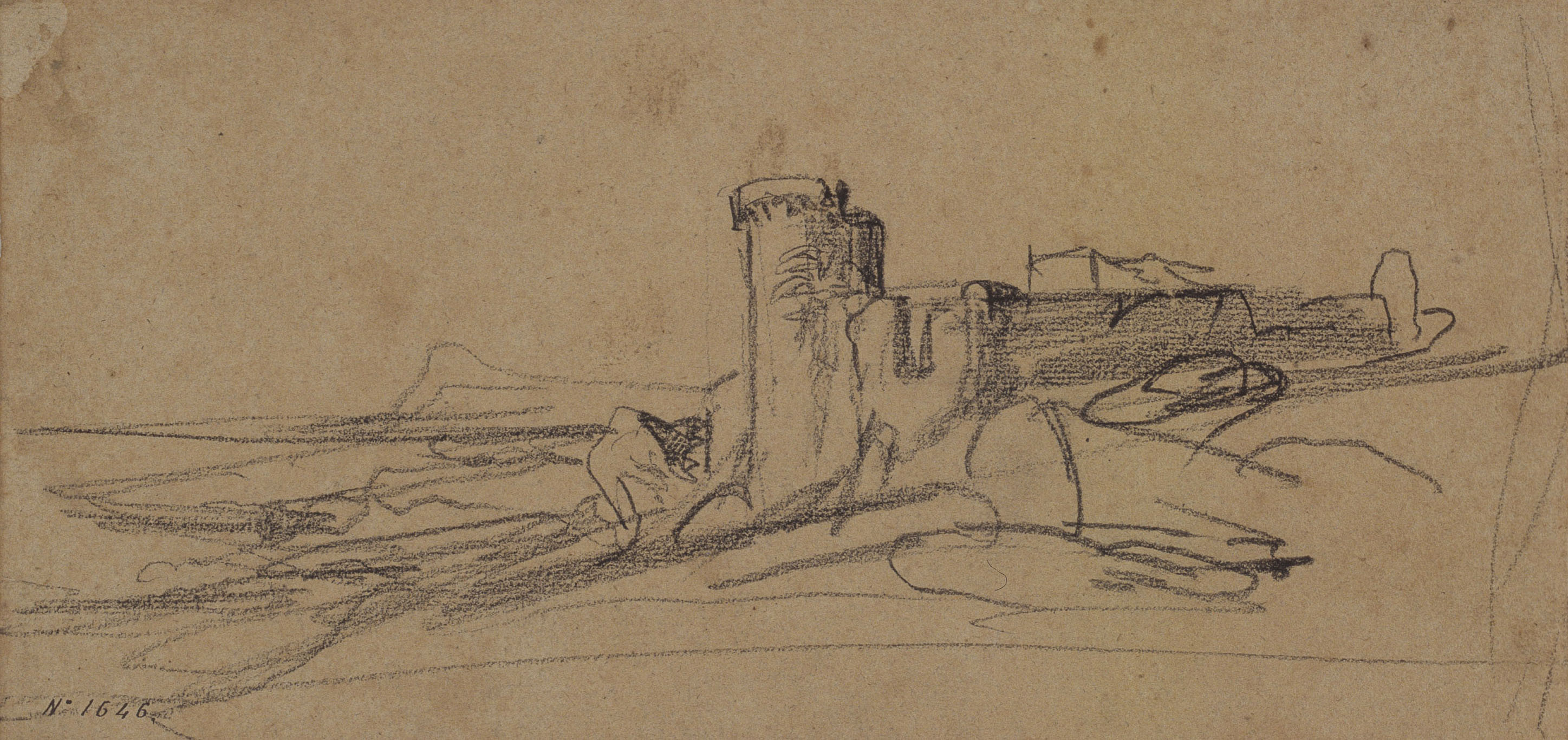 Ramon Martí i Alsina - Apunts d'un castell a prop de Mataró - Cap a 1865-1870 image for: Ramon Martí i Alsina - Apunts d'un castell a prop de Mataró - Cap a 1865-1870