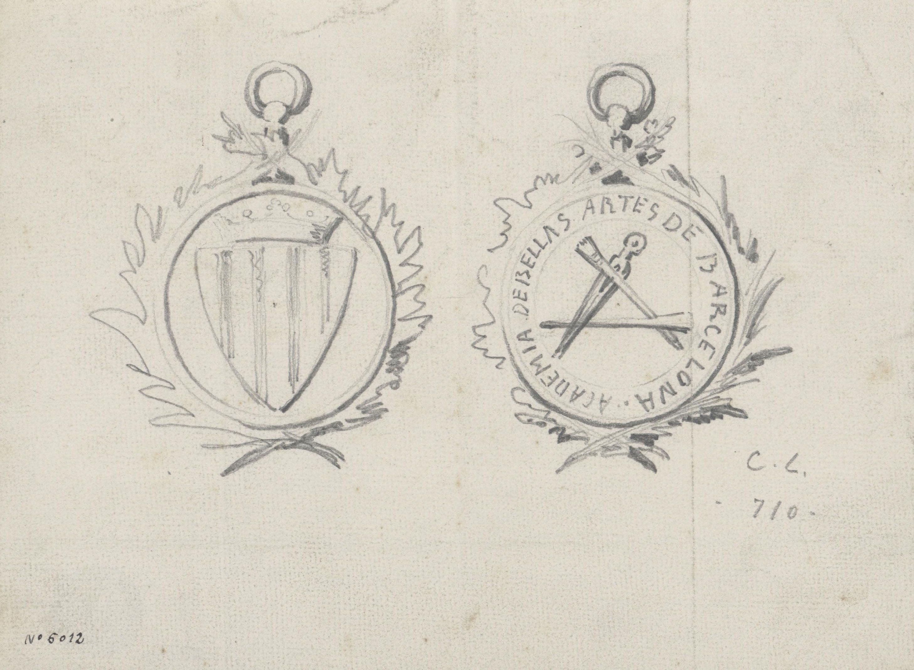 image for: Claudi Lorenzale - Projecte de medalla de l'Acadèmia de Belles Arts de Barcelona - Cap a 1860-1880