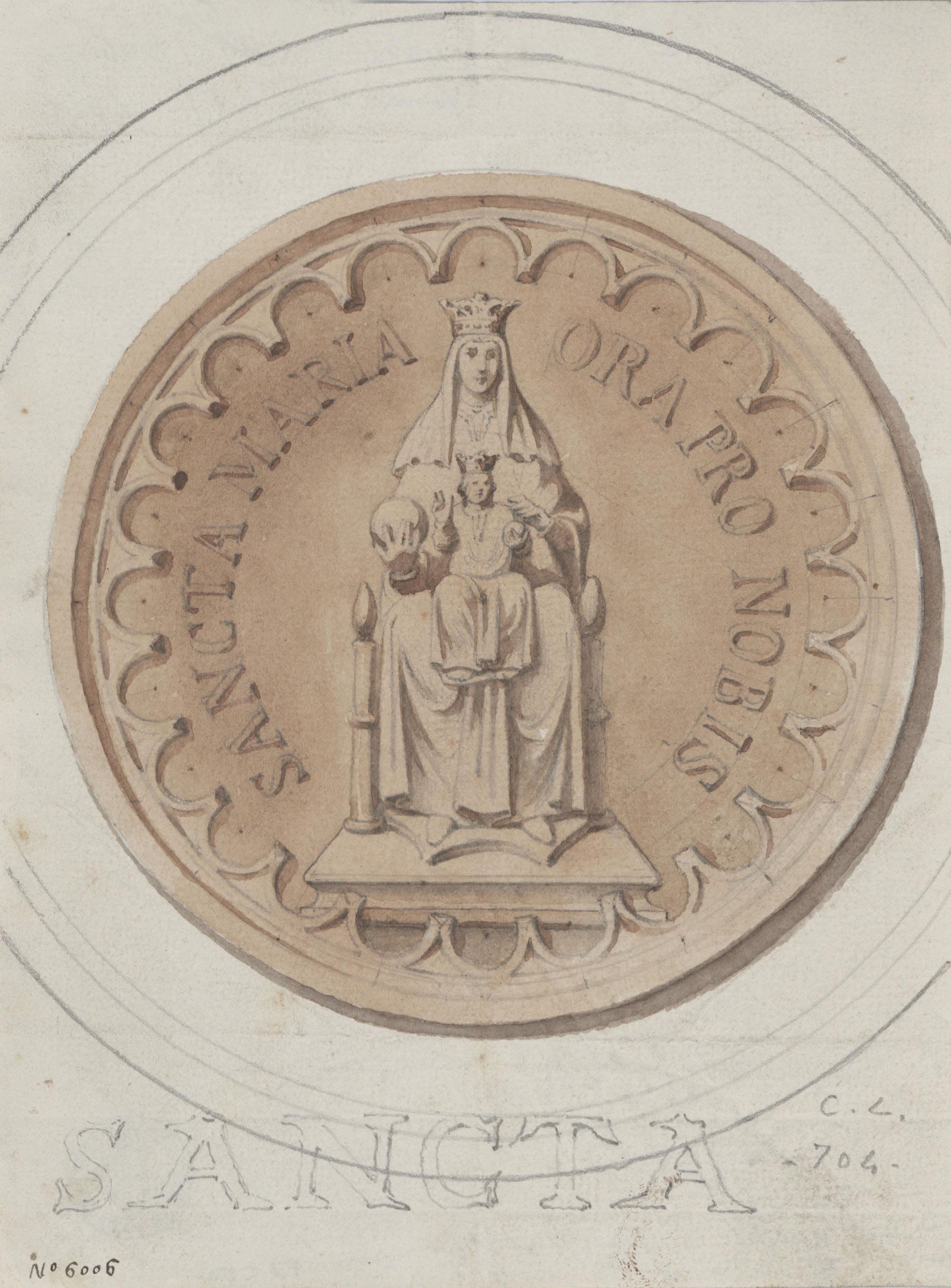Claudi Lorenzale - Projecte de medalló de la Mare de Déu amb el Nen - Cap a 1860-1880 image for: Claudi Lorenzale - Projecte de medalló de la Mare de Déu amb el Nen - Cap a 1860-1880