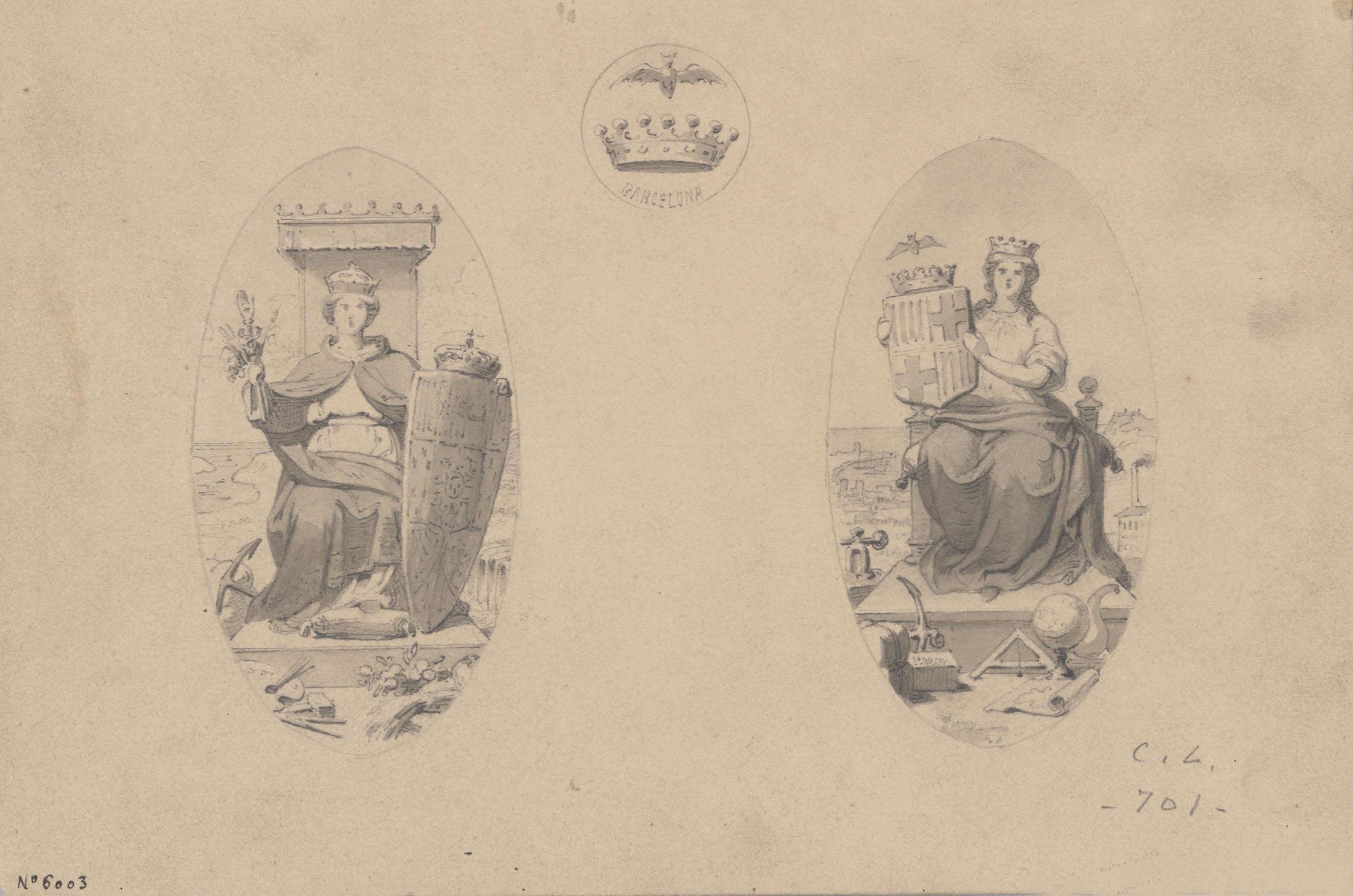 image for: Claudi Lorenzale - Projectes de medalles de la ciutat de Barcelona [?] - Cap a 1860-1880