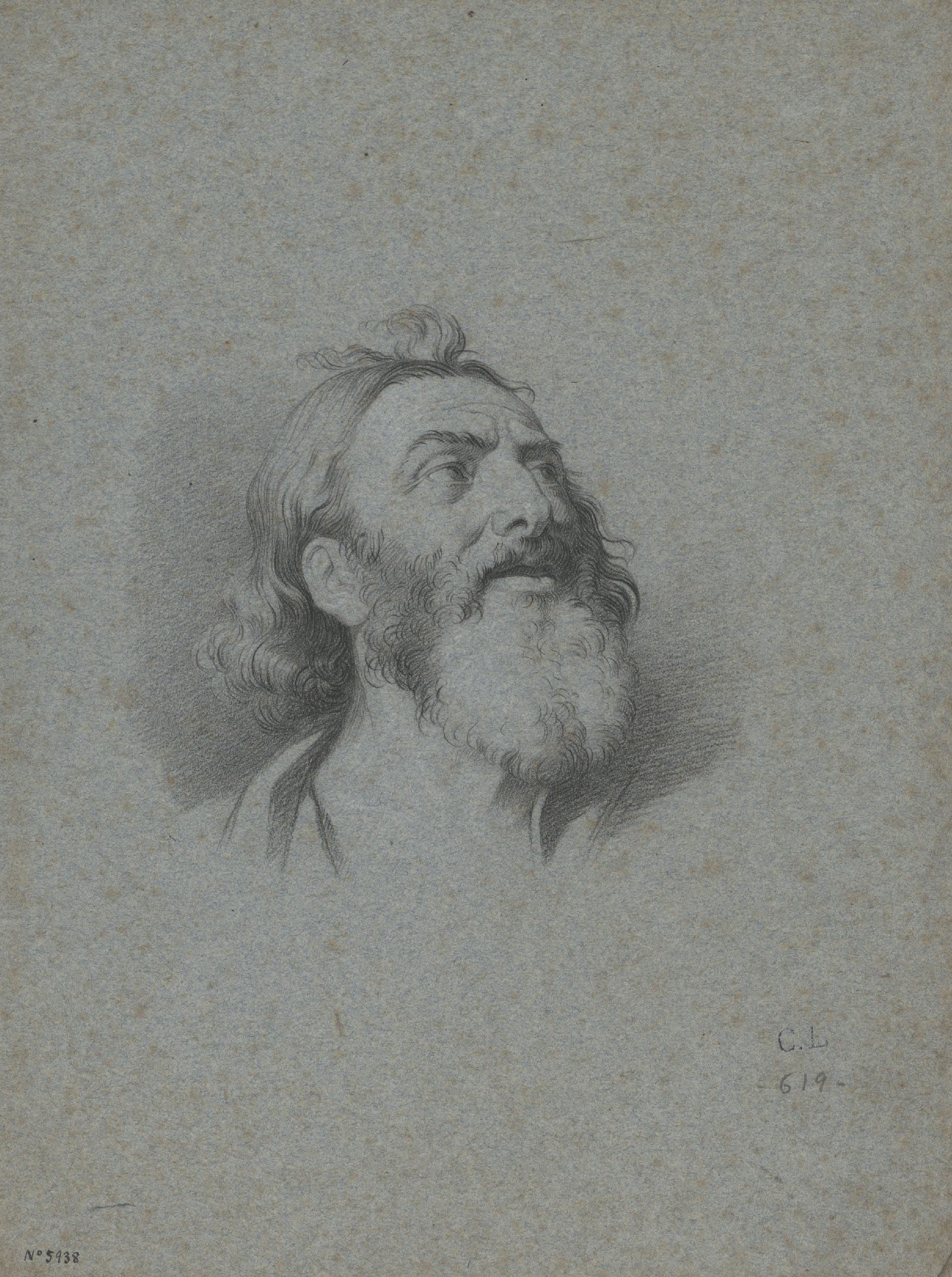 image for: Claudi Lorenzale - Cap masculí (anvers) / Apunt de bust masculí (revers) - Cap a 1839-1840