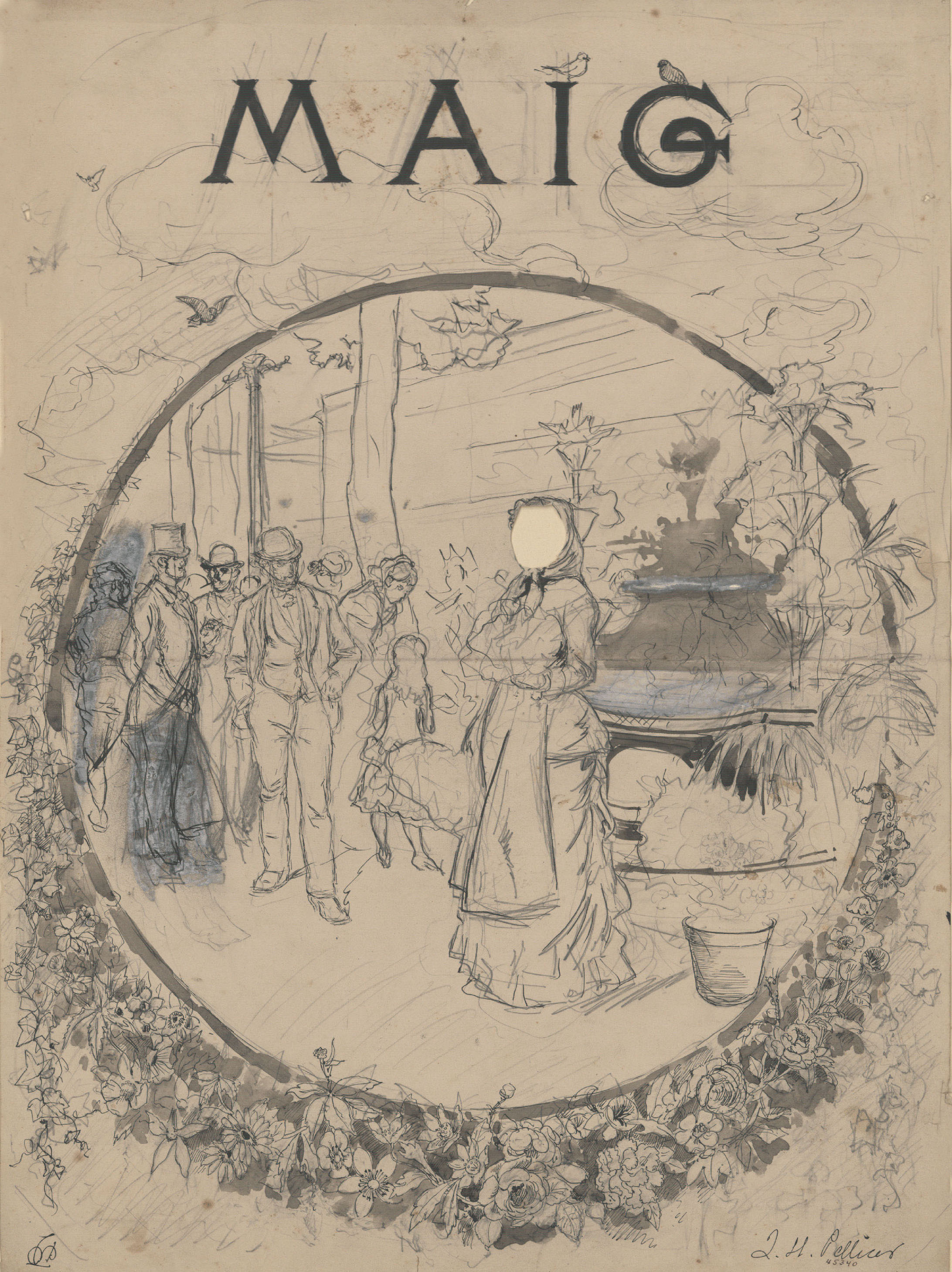 image for: Josep Lluís Pellicer - Al·legoria del mes de maig - 1882