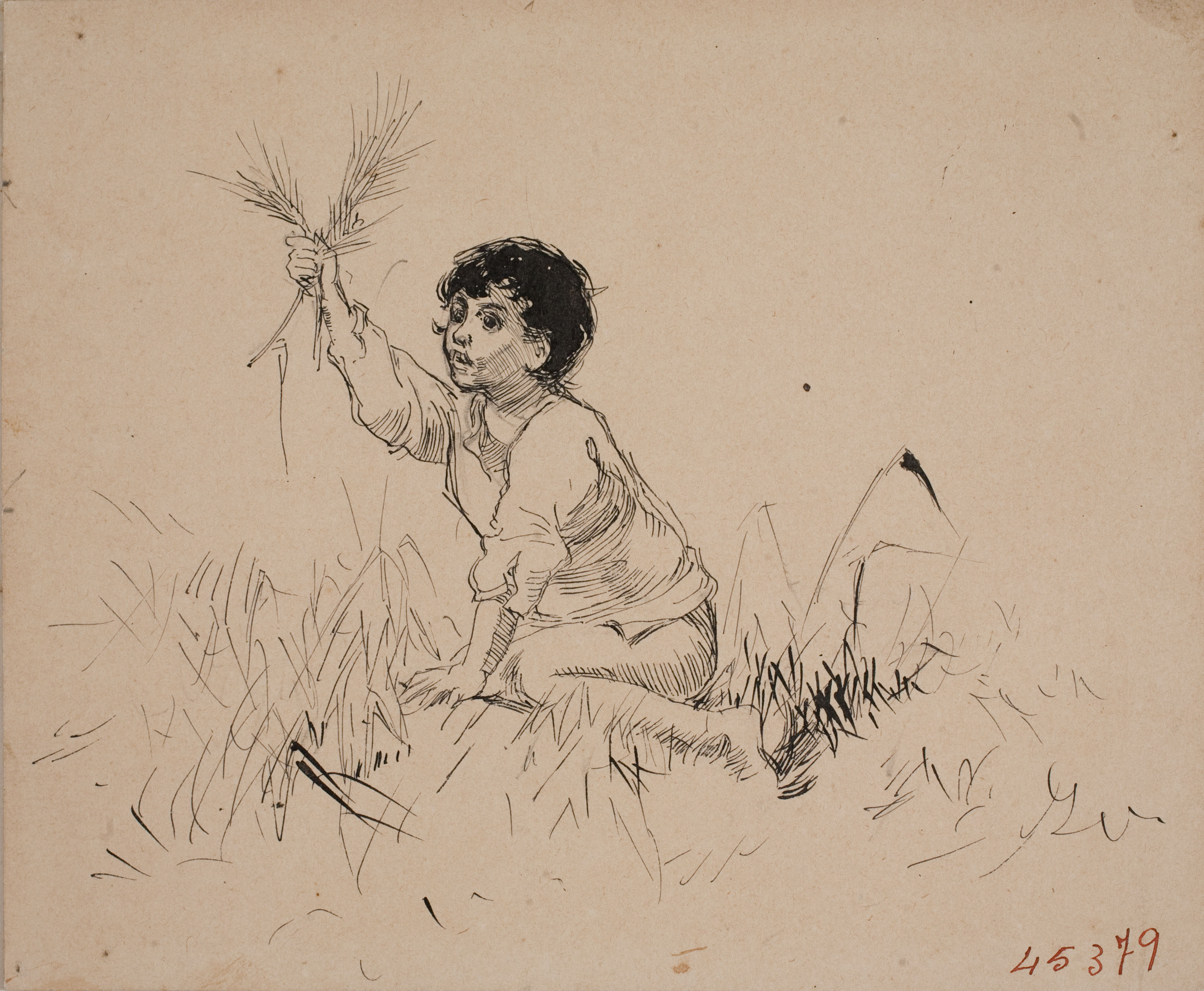 image for: Josep Lluís Pellicer - Nen amb espigues de blat - 1890