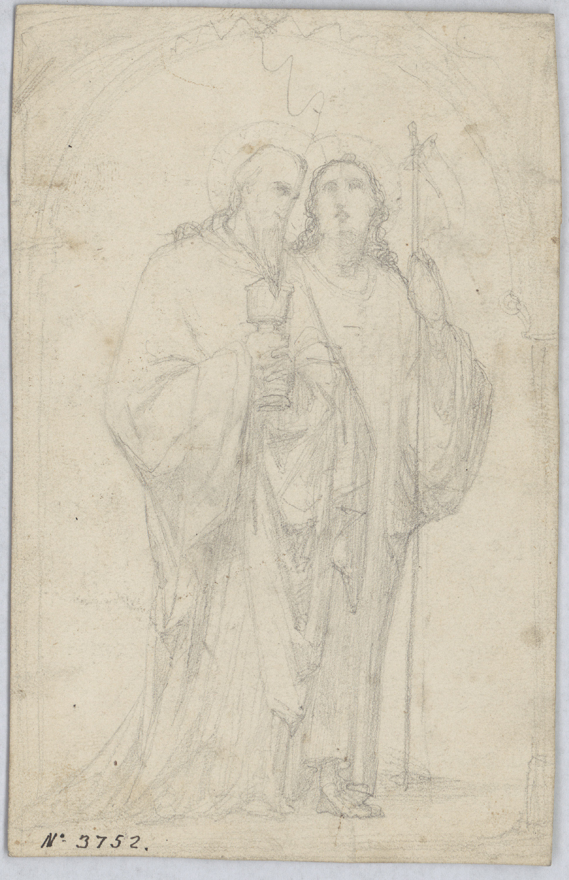 image for: Francesc Torras - Dos sants (anvers) / Estudi d'un cap d'home (revers) - Cap a 1860-1876