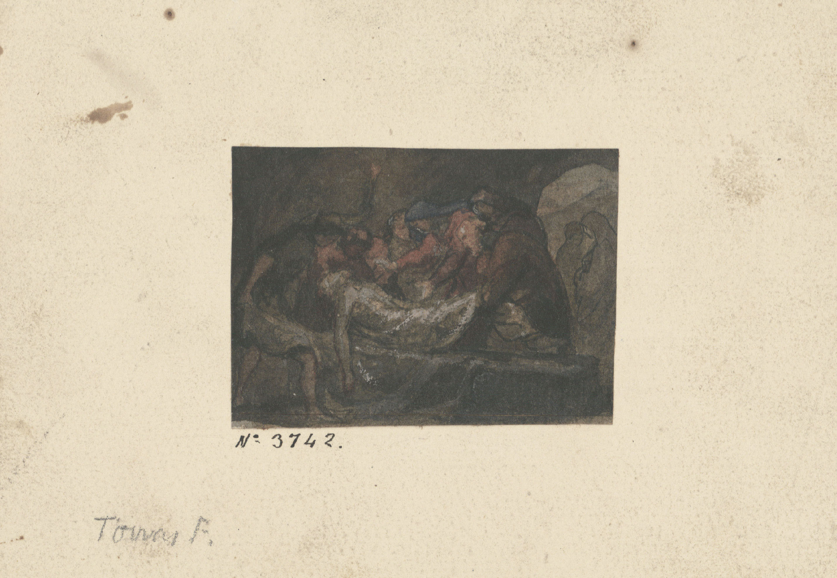 Francesc Torras - Enterrament de Jesús (anvers) / Figura al·legòrica (revers) - Cap a 1868 image for: Francesc Torras - Enterrament de Jesús (anvers) / Figura al·legòrica (revers) - Cap a 1868