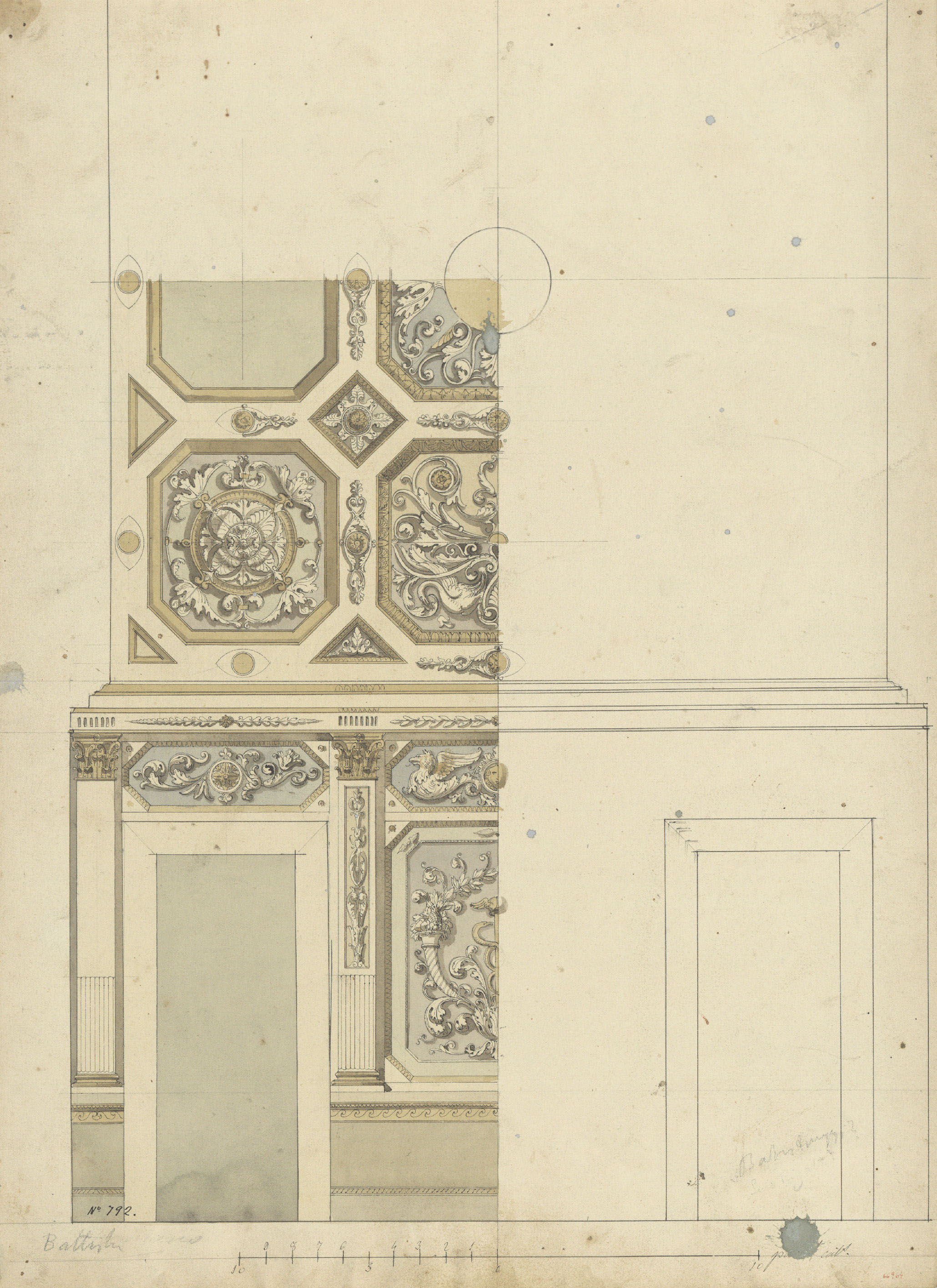Achille Battistuzzi - Projecte de decoració de sostre i mur - Cap a 1860-1880 image for: Achille Battistuzzi - Projecte de decoració de sostre i mur - Cap a 1860-1880