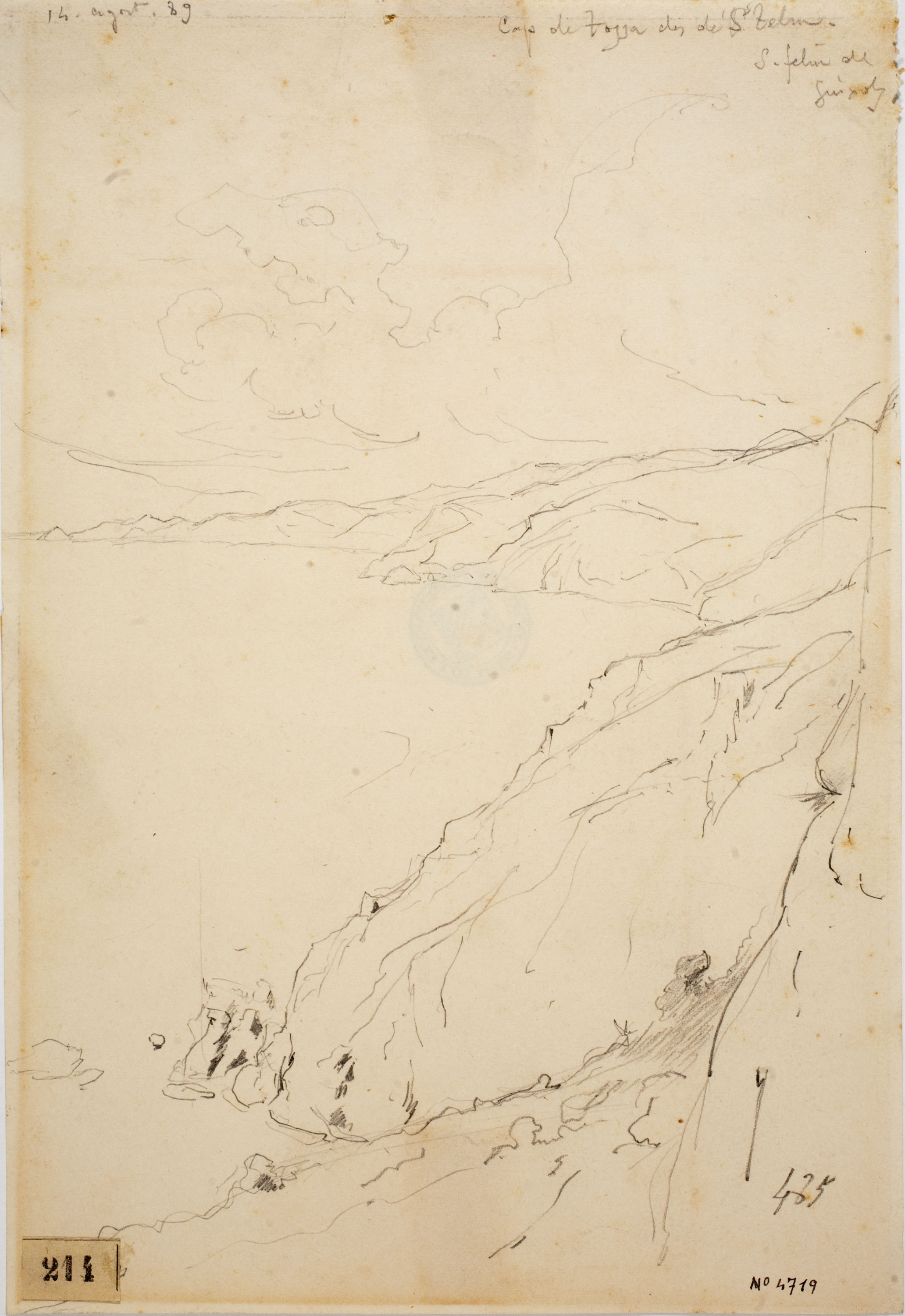 Josep Lluís Pellicer - Vista del cap de Tossa des de Sant Feliu - 1889 image for: Josep Lluís Pellicer - Vista del cap de Tossa des de Sant Feliu - 1889