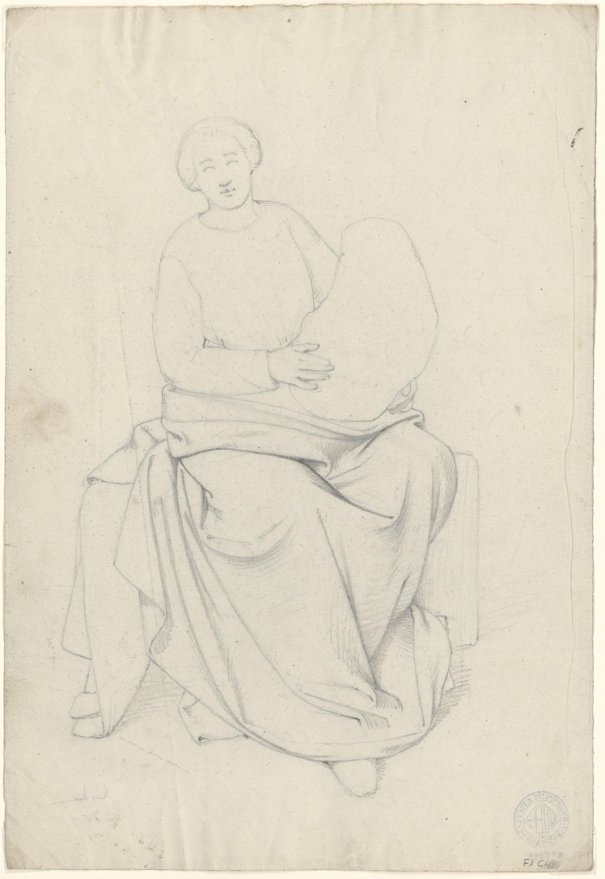 image for: Claudi Lorenzale - Dona asseguda sostenint un farcell - Cap a 1860-1880 [1]