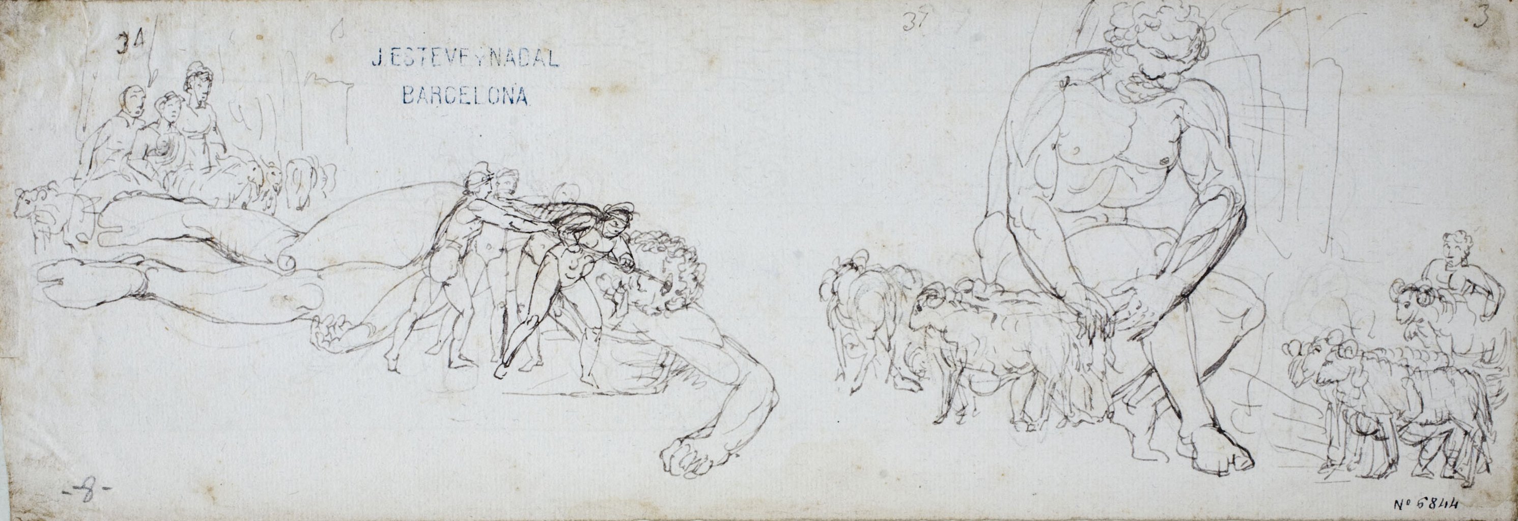 Josep Bernat Flaugier - Episodis de l'Odissea. Odisseu i Polifem - Cap a 1800-1812 image for: Josep Bernat Flaugier - Episodis de l'Odissea. Odisseu i Polifem - Cap a 1800-1812