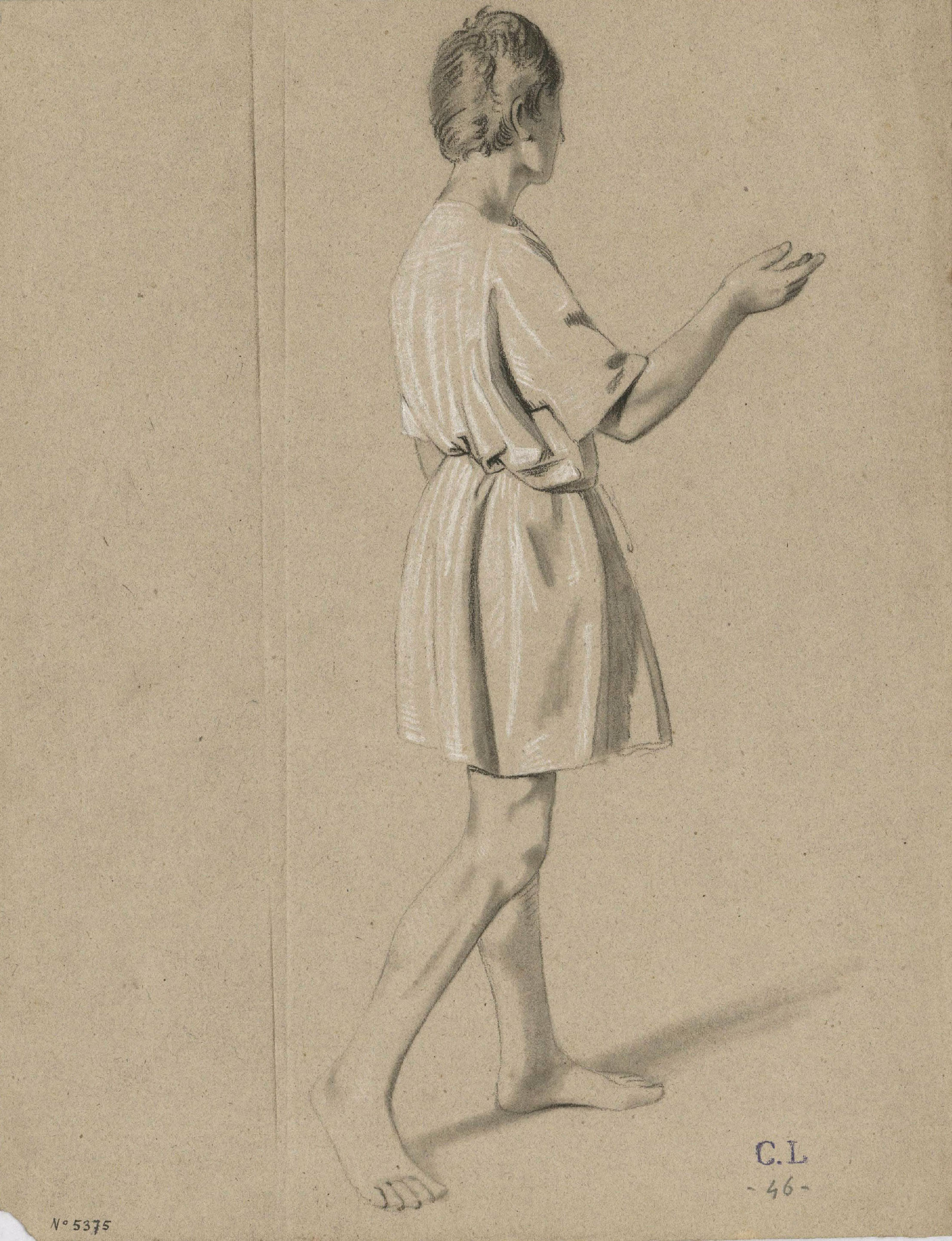 Claudi Lorenzale - Estudi de figura masculina - Cap a 1850-1870 image for: Claudi Lorenzale - Estudi de figura masculina - Cap a 1850-1870