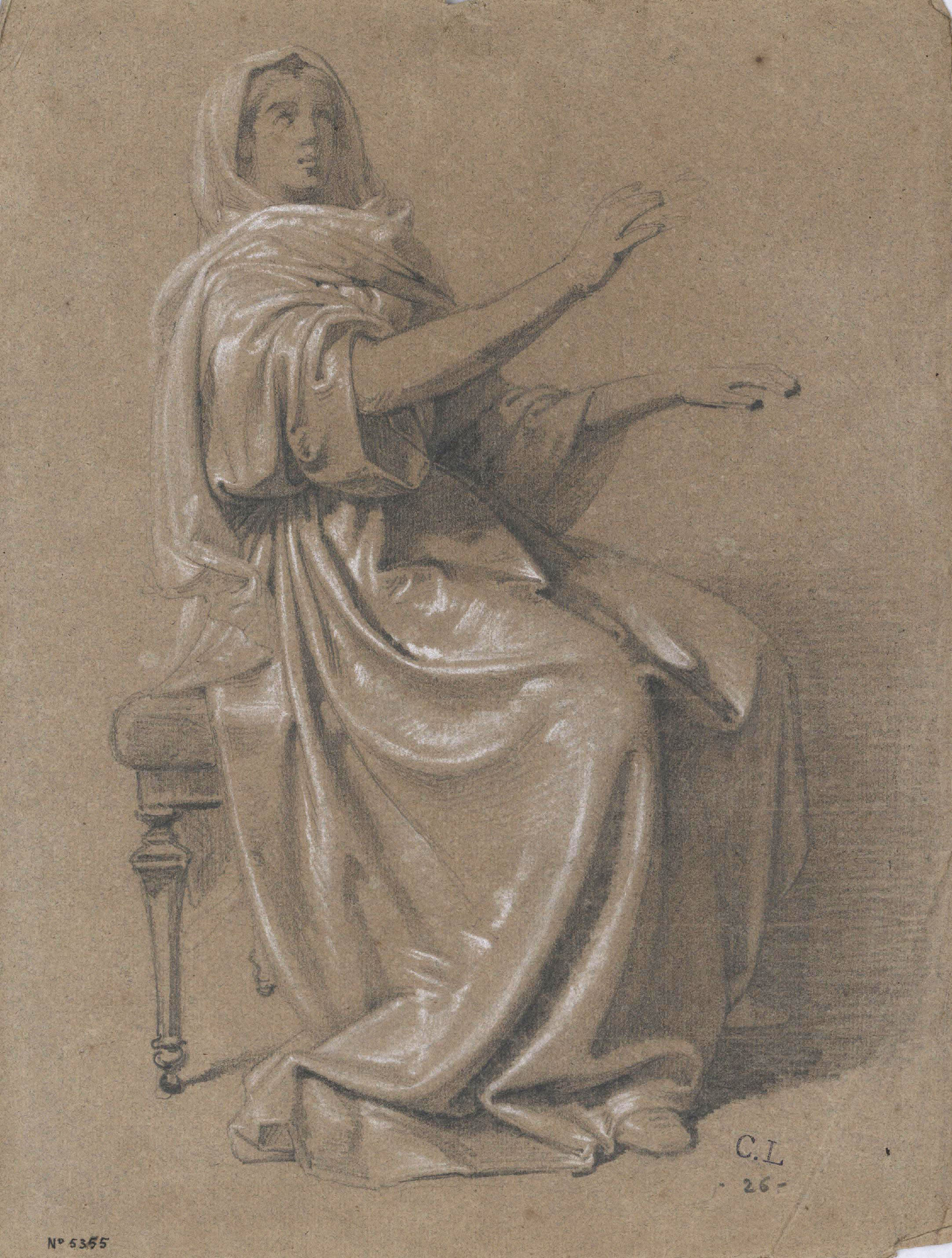 Claudi Lorenzale - Estudi de figura femenina - Cap a 1850-1870 image for: Claudi Lorenzale - Estudi de figura femenina - Cap a 1850-1870