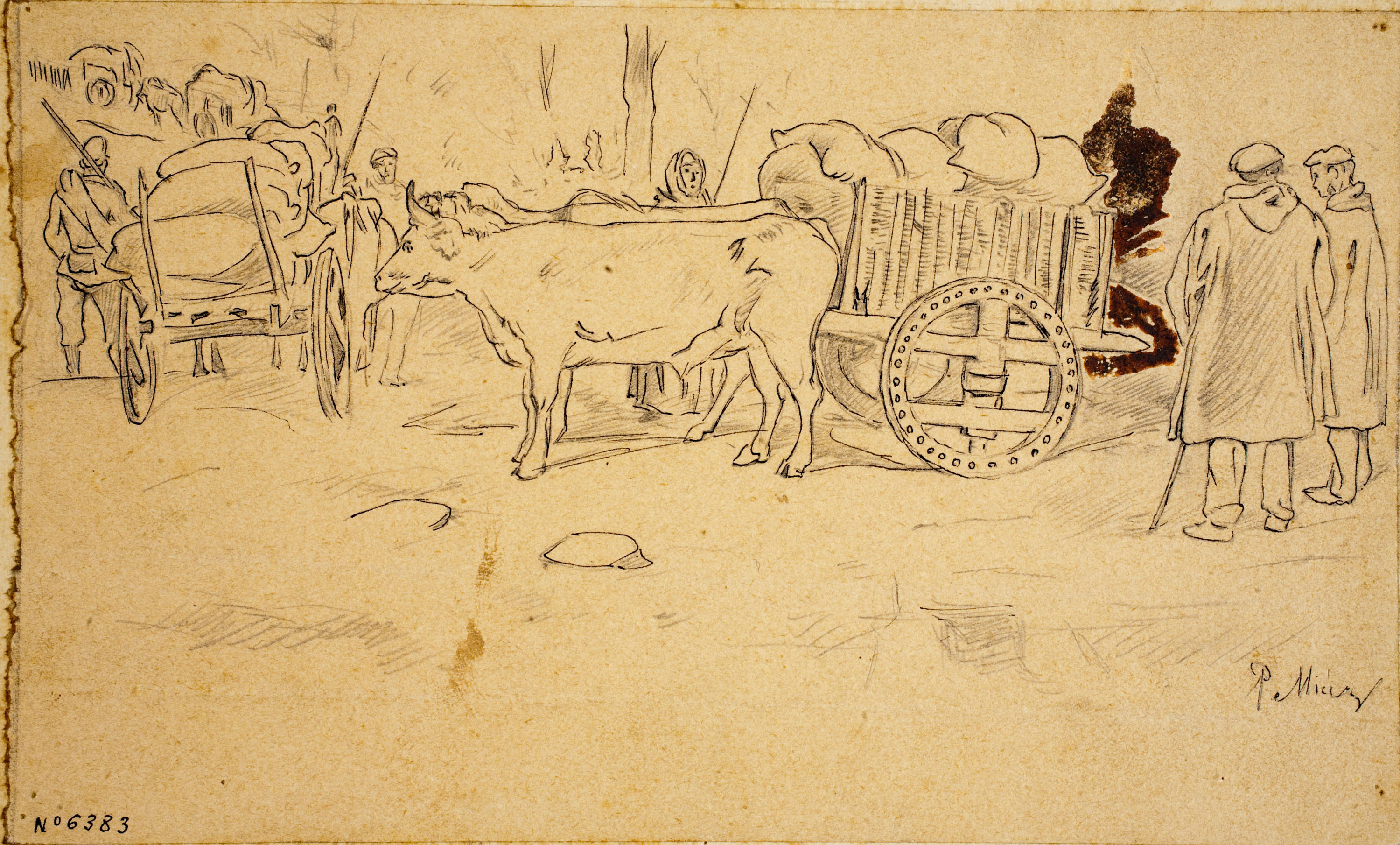 image for: Josep Lluís Pellicer - Carretes de bous amb militars - Cap a 1872-1876