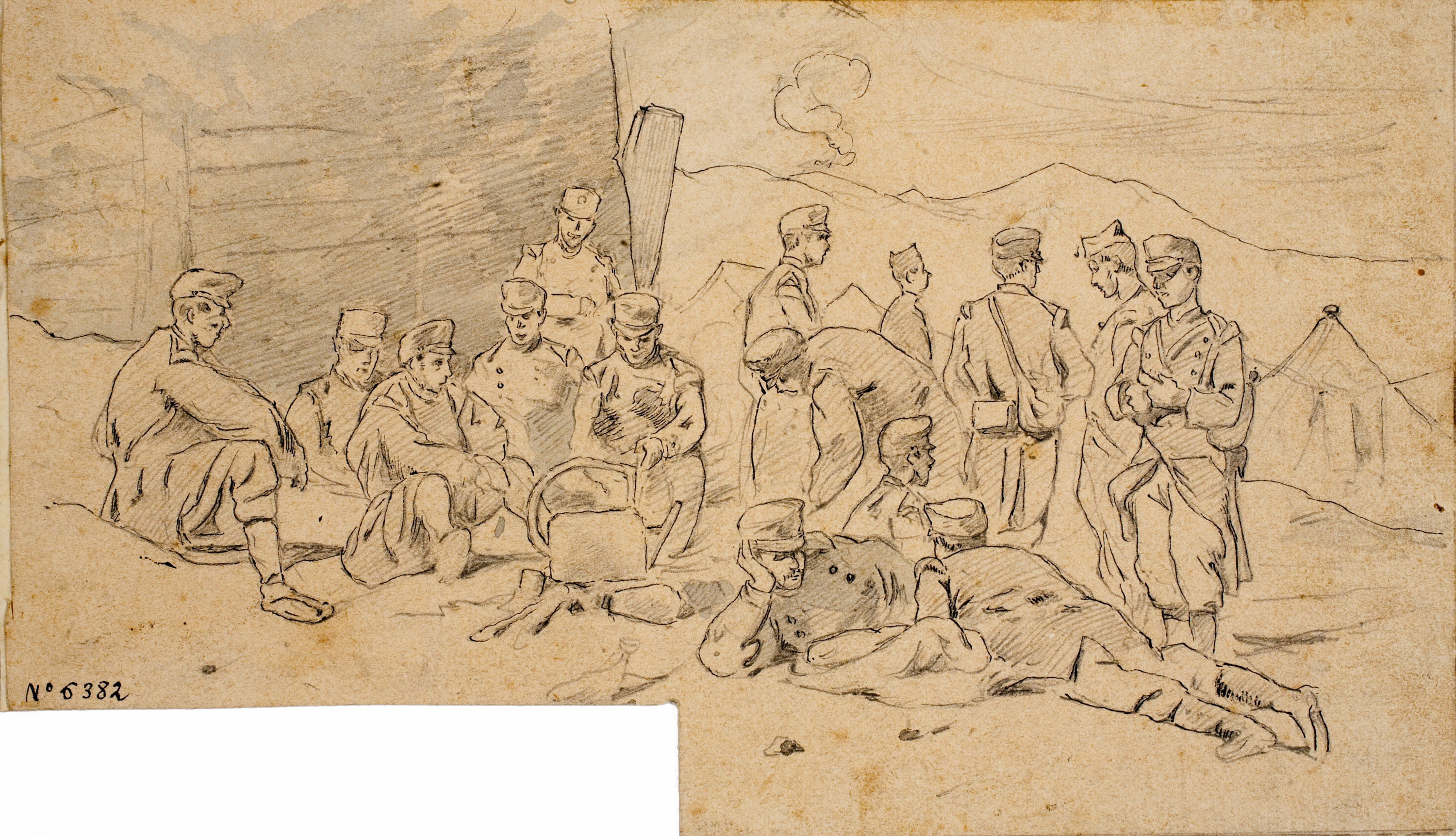 image for: Josep Lluís Pellicer - Soldats descansant - Cap a 1872-1876