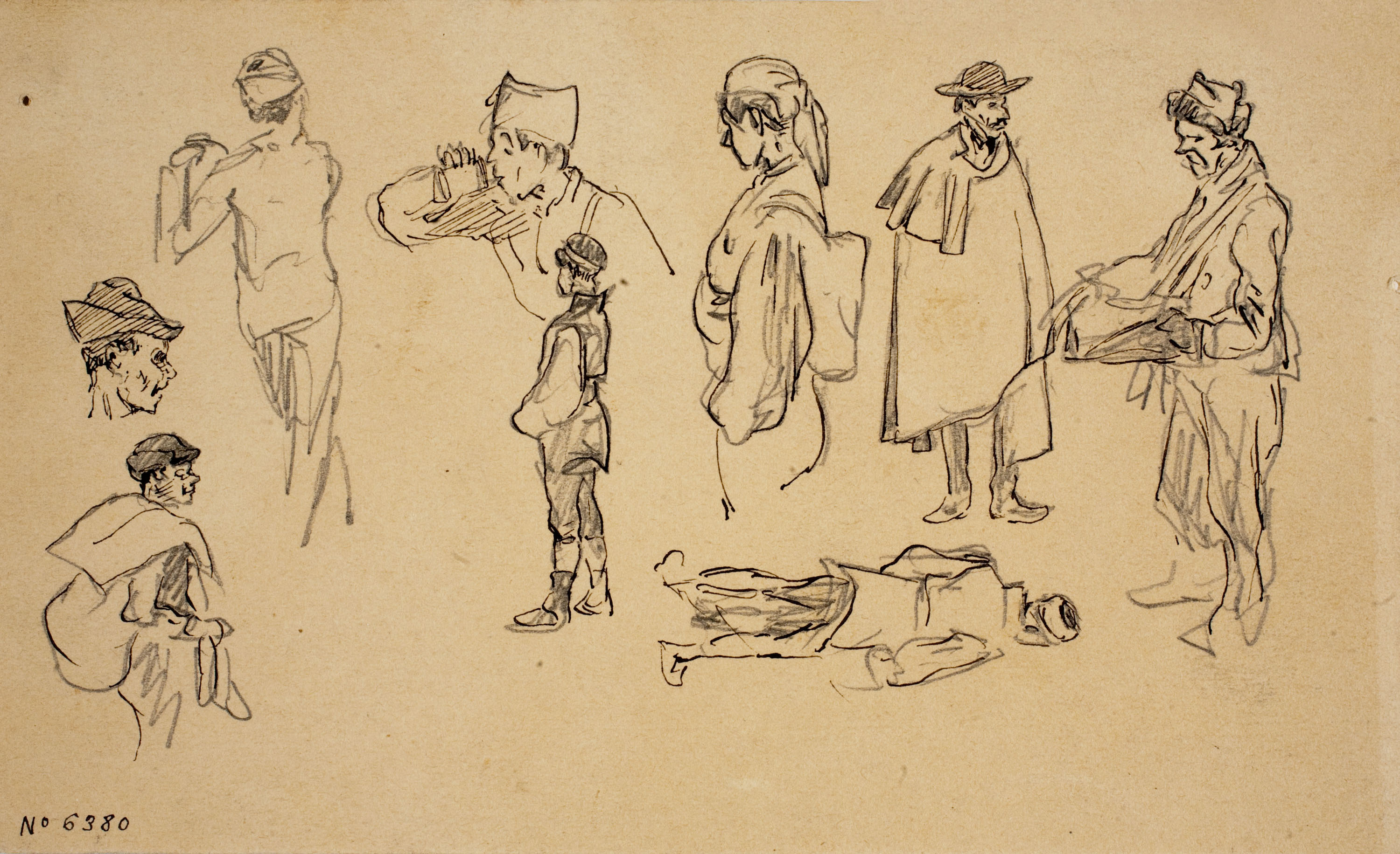 image for: Josep Lluís Pellicer - Estudi de figures - Cap a 1872-1876