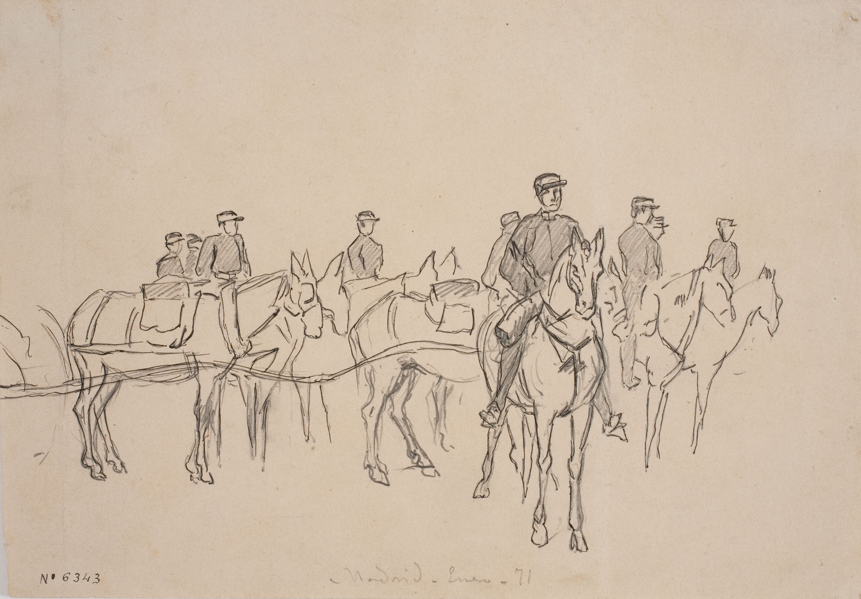 Josep Lluís Pellicer - Soldats a cavall - 1871 image for: Josep Lluís Pellicer - Soldats a cavall - 1871