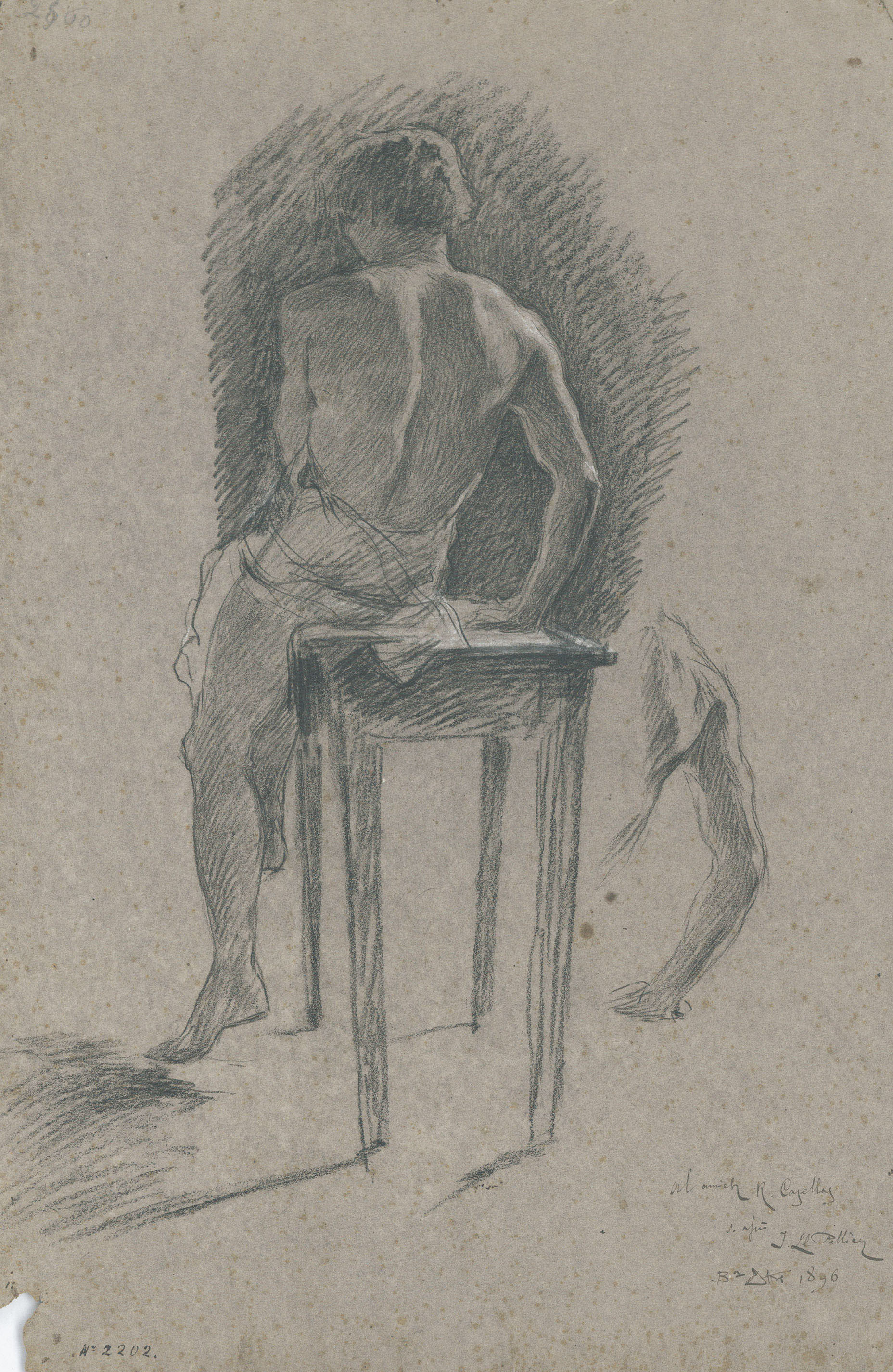 image for: Josep Lluís Pellicer - Estudi de nu masculí (anvers) / Estudi de nu masculí (revers) - 1896