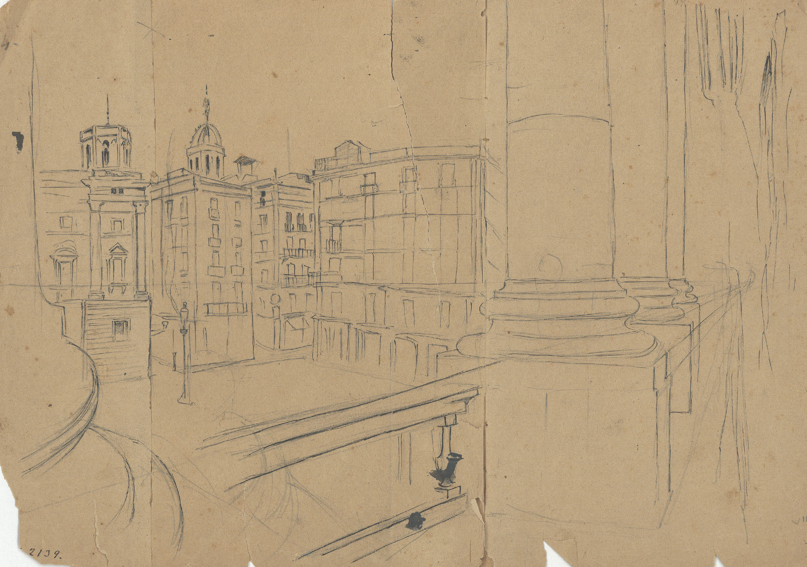 Josep Lluís Pellicer - Vista de la plaça de Sant Jaume des del balcó de l'Ajuntament de Barcelona - Cap a 1886 image for: Josep Lluís Pellicer - Vista de la plaça de Sant Jaume des del balcó de l'Ajuntament de Barcelona - Cap a 1886